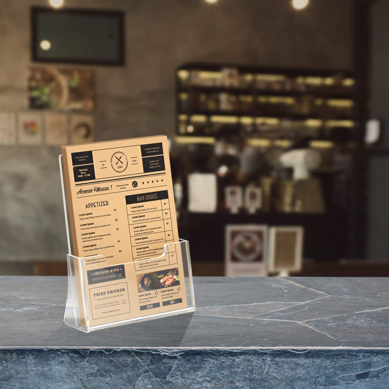 HIIMIEI 2 Pack 4 inch Wide Acrylic Brochure Holders for Pamphlets, Cards, Brochures, Magazines, Literature, Pamphlets Display Stand for Countertop