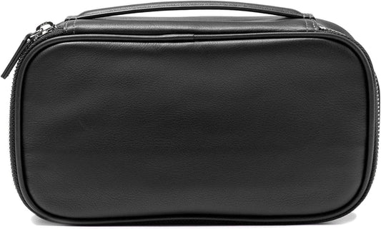 Leatherology Black Onyx Medium Travel Organizer - Zipped mesh storage pocket, elastic loops for organization, metal zipper with leather pull