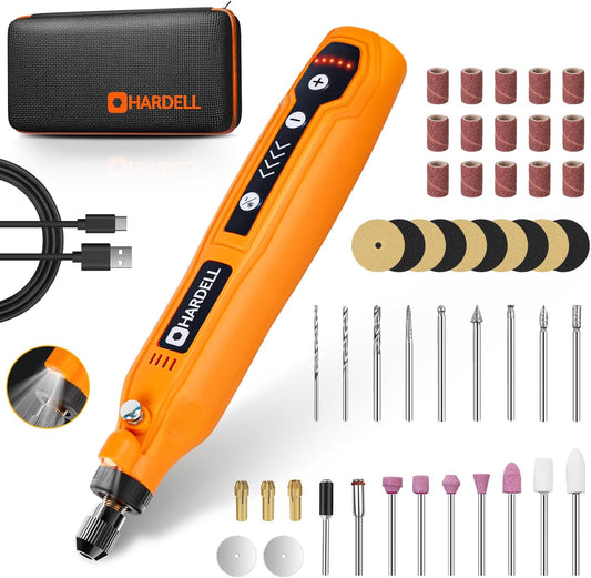 HARDELL Mini Cordless Rotary Tool, 5-Speed and USB Charging Rotary Tool Kit with 69 Accessories, Multi-Purpose 3.7V Power Rotary Tool for Sanding, Polishing, Drilling, Etching, Engraving, DIY Crafts
