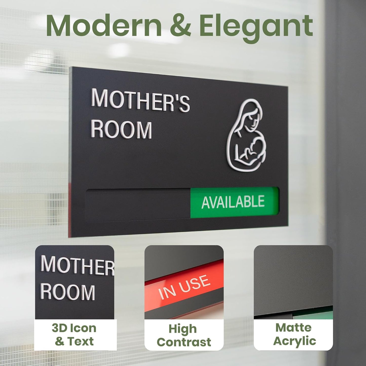 Mother's Room Door Sign, Available In Use Sign for Lactation Room, Breastfeeding in Progress Do Not Disturb Signs, Privacy Vacant Occupied Nursing Slider Office Signs