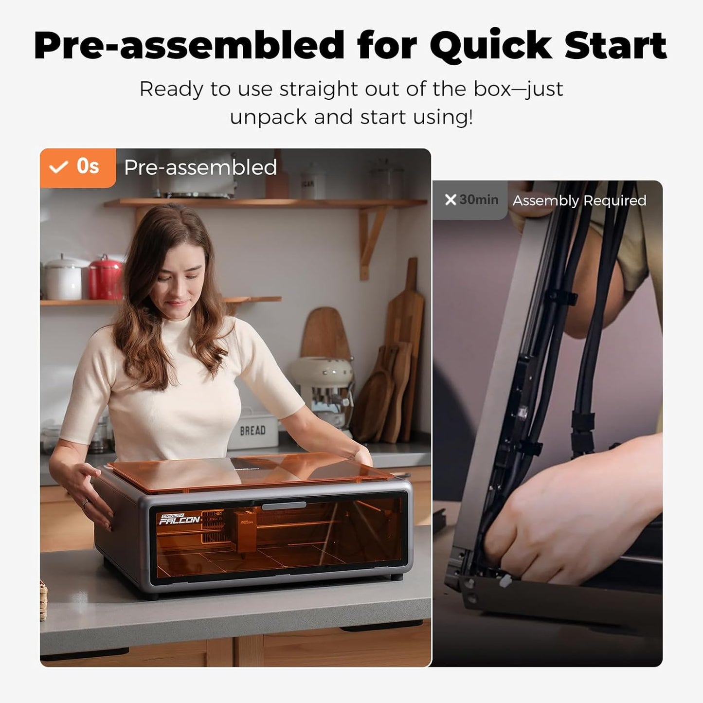 CREALITY FALCON A1 10W Laser Engraver, 80W Enclosed Laser Cutter and Engraver Machine with Air Assist, Smart Camera Positioning, 600mm/s Speed, Smart Material Recognition, Ideal for Wood & Metal