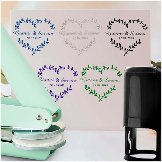 Personalized Wedding Embosser Stamp， Custom Book Business Card Paper Document Notebook, Self Inking Stamp，Book Lover Gifts，Christmas Gifts (Style15)