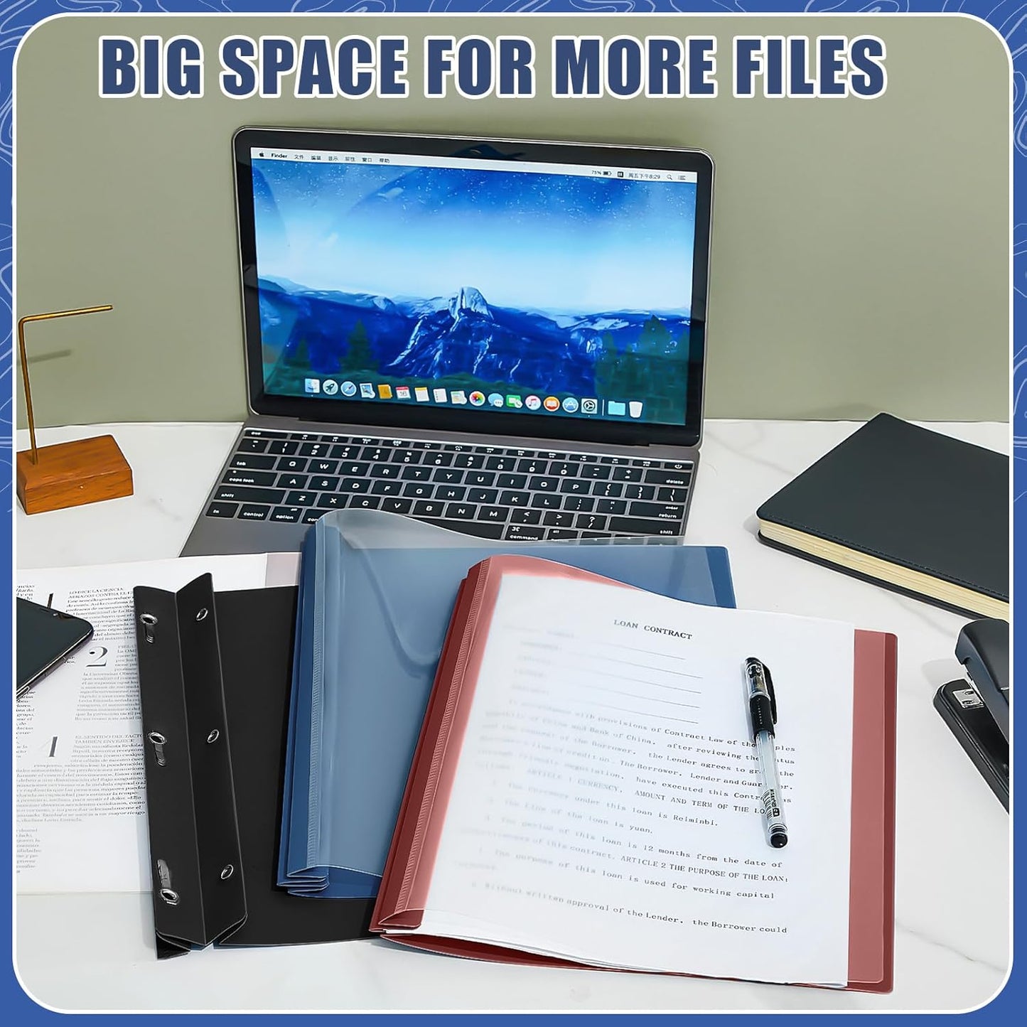 Teling 24 Pcs Clear Front Report Covers with 3 Prongs Presentation Folders Plastic Resume Portfolio Report Letter Size Presentation Binder for Paper Document School Office(Black,Navy Blue,Dark Red)