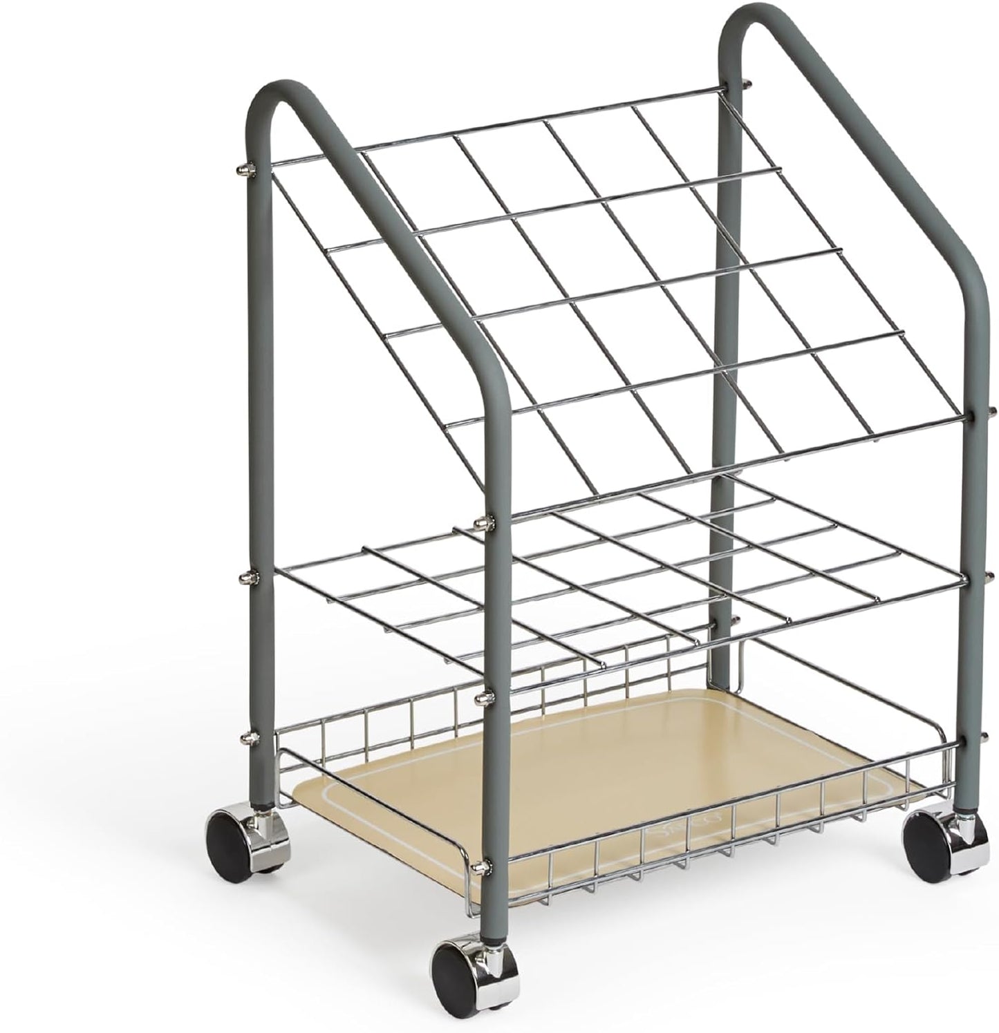 Safco Tubular Steel Wire Roll File Cart, Document and Blueprint Holder, 20 Compartment, Rolling Organizer Cart for Architectural Drawings, Construction Plans and Map Storage