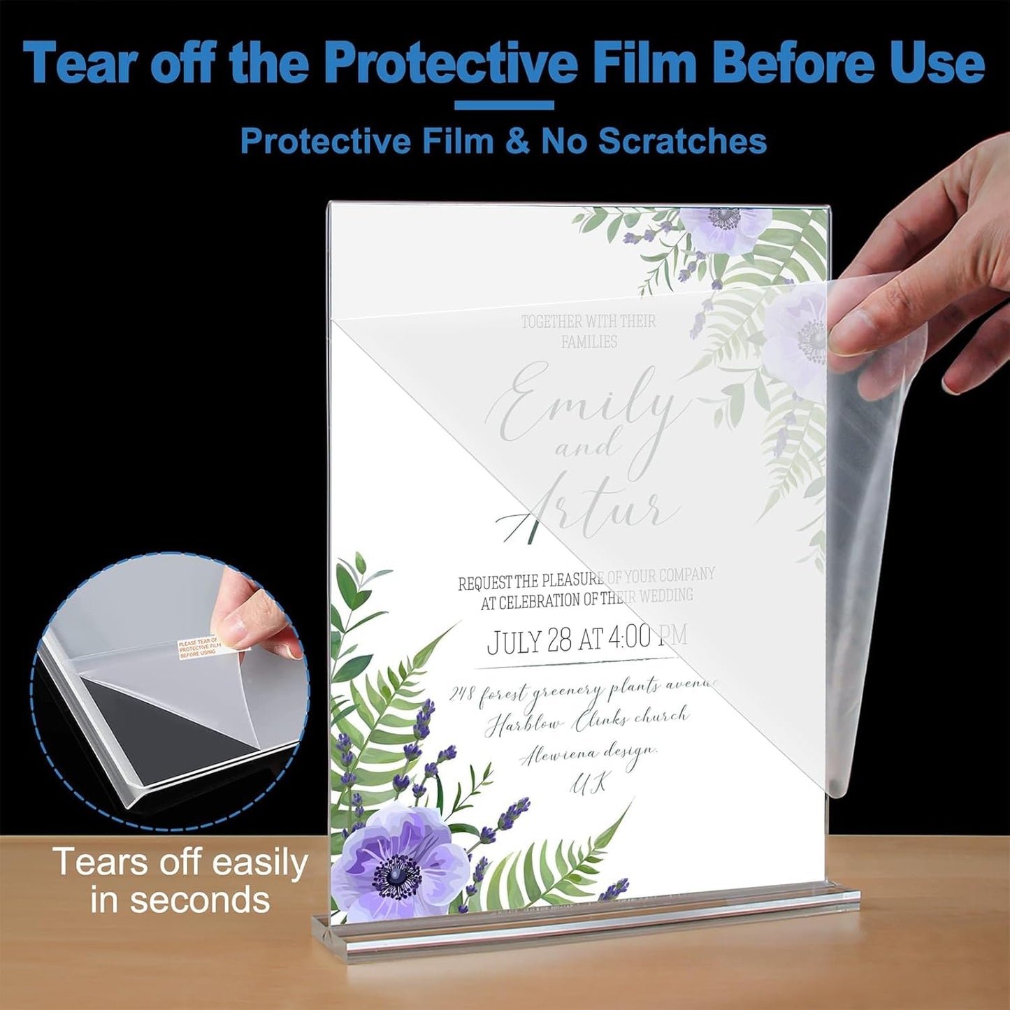 EHWINE 6 Pack 8.5 x 11 Acrylic Sign Holder, Clear Signs Display Holder Double-Sided Stand up Table Top Sign Holders Flyer Stand Frames Suitable for Office Business Store Hotels Party(Provide Non-slip Mats)