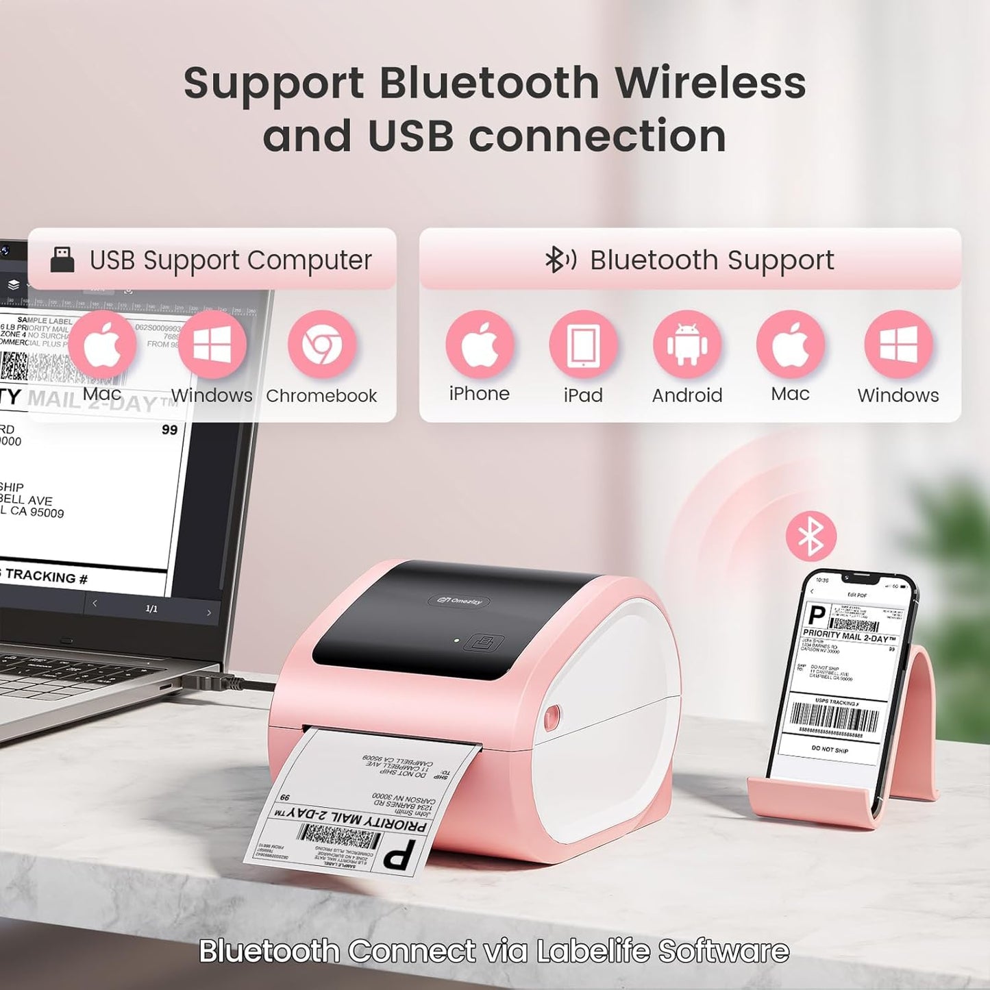 Shipping Label Printer 4x6 - Thermal Label Printer for Small Business, Shipping Packages, Home, Office, Compatible with USPS, Shopify, Amazon