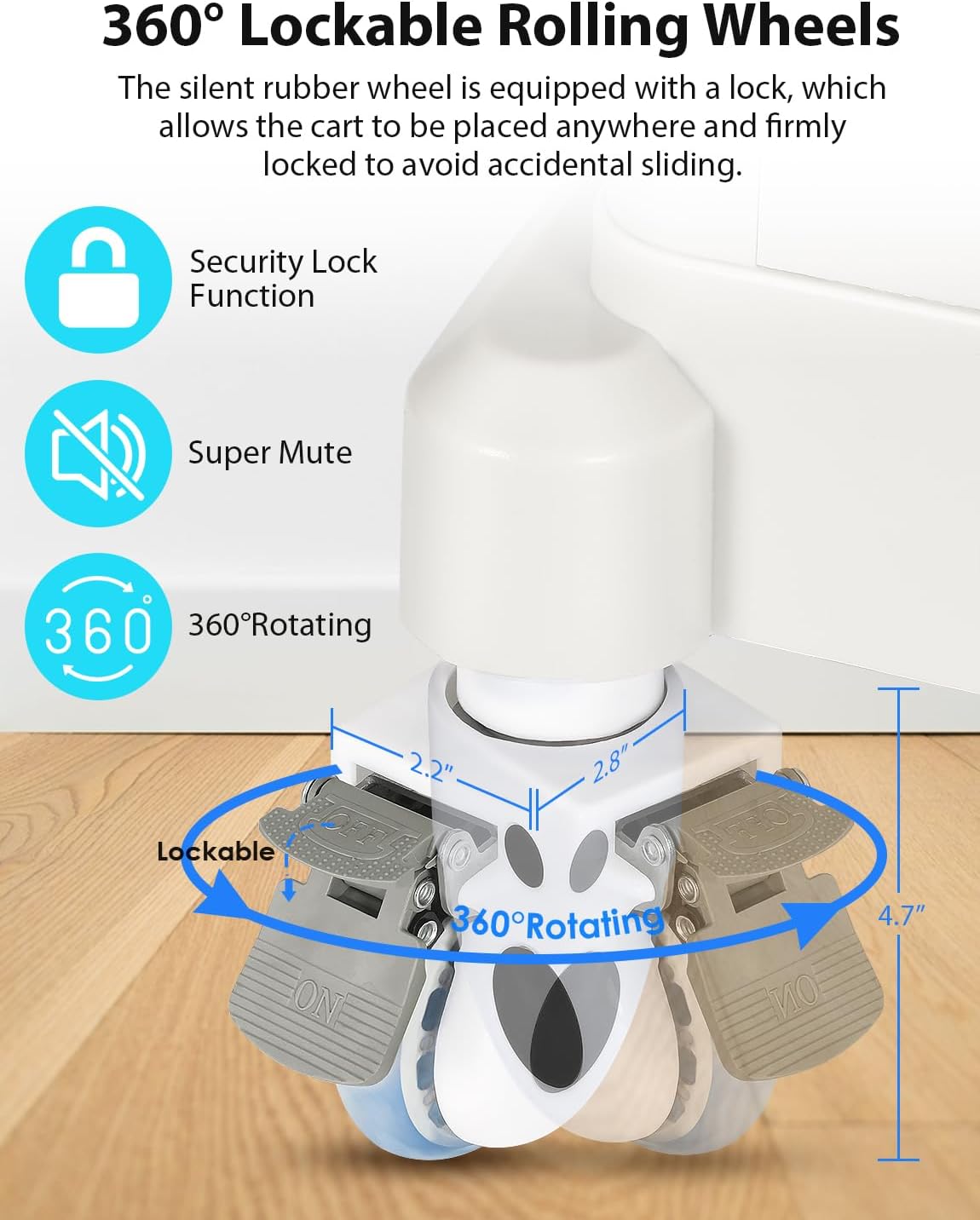 Mobile Ultrasound Trolley Cart Portable Ultrasound Imaging Scanner Vehicle Medical Beauty Storage Cart 110LBS Load with 4 Wheels 2 Brake for Hospital Office Bedroom Medical Clinic