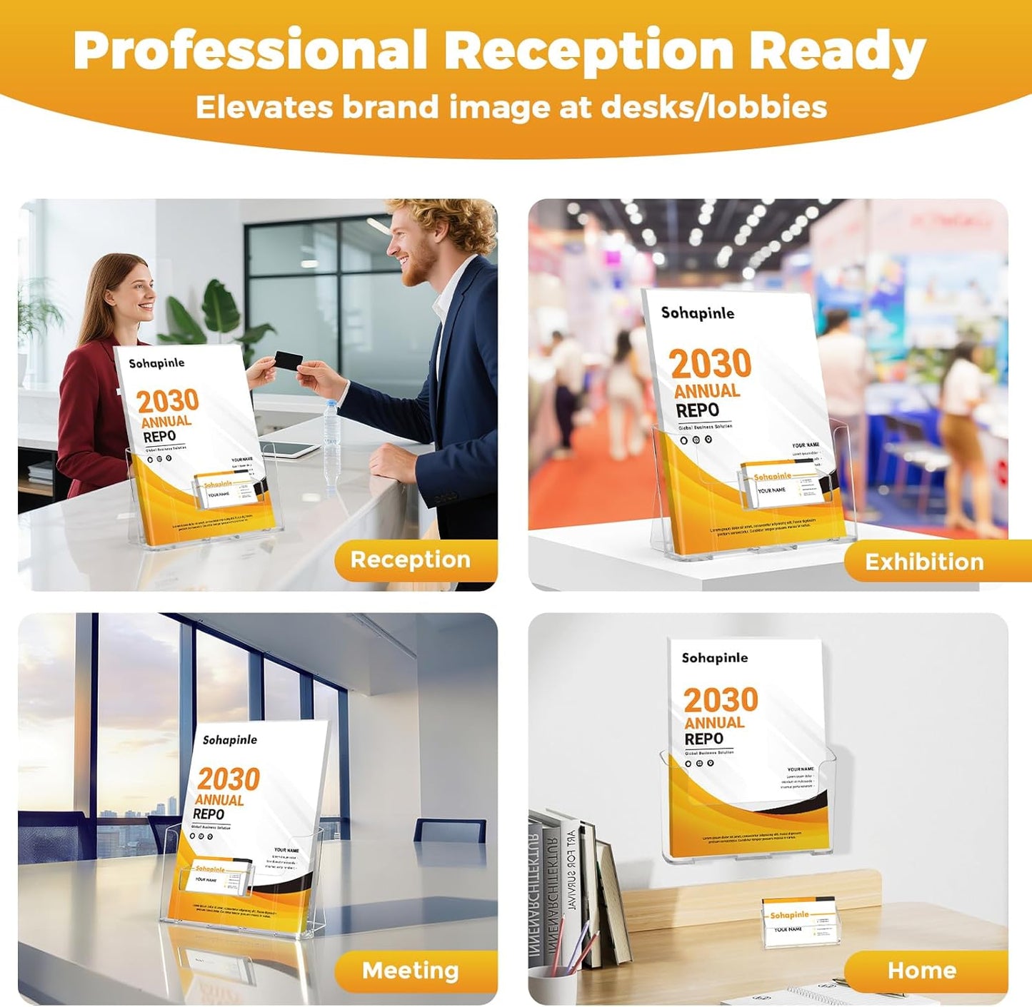 Acrylic Brochure Holder 8.5 x 11 inch 2 Pack Clear Literature Flyer Holders Plastic Rack Card Display Stand Thicker Countertop Organizer for Pamphlets Magazines Booklets Menus, Desk & Wall Mount