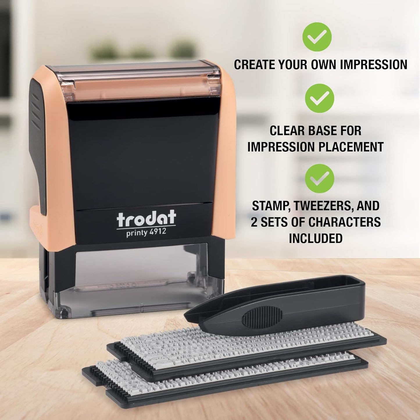 Trodat Printy 4912 Self Inking Do it Yourself (DIY) 4 line Personalized Custom Message or Address Stamp kit with Black Ink, Impression Size: 3/4” x 1-7/8” inch (Orange)
