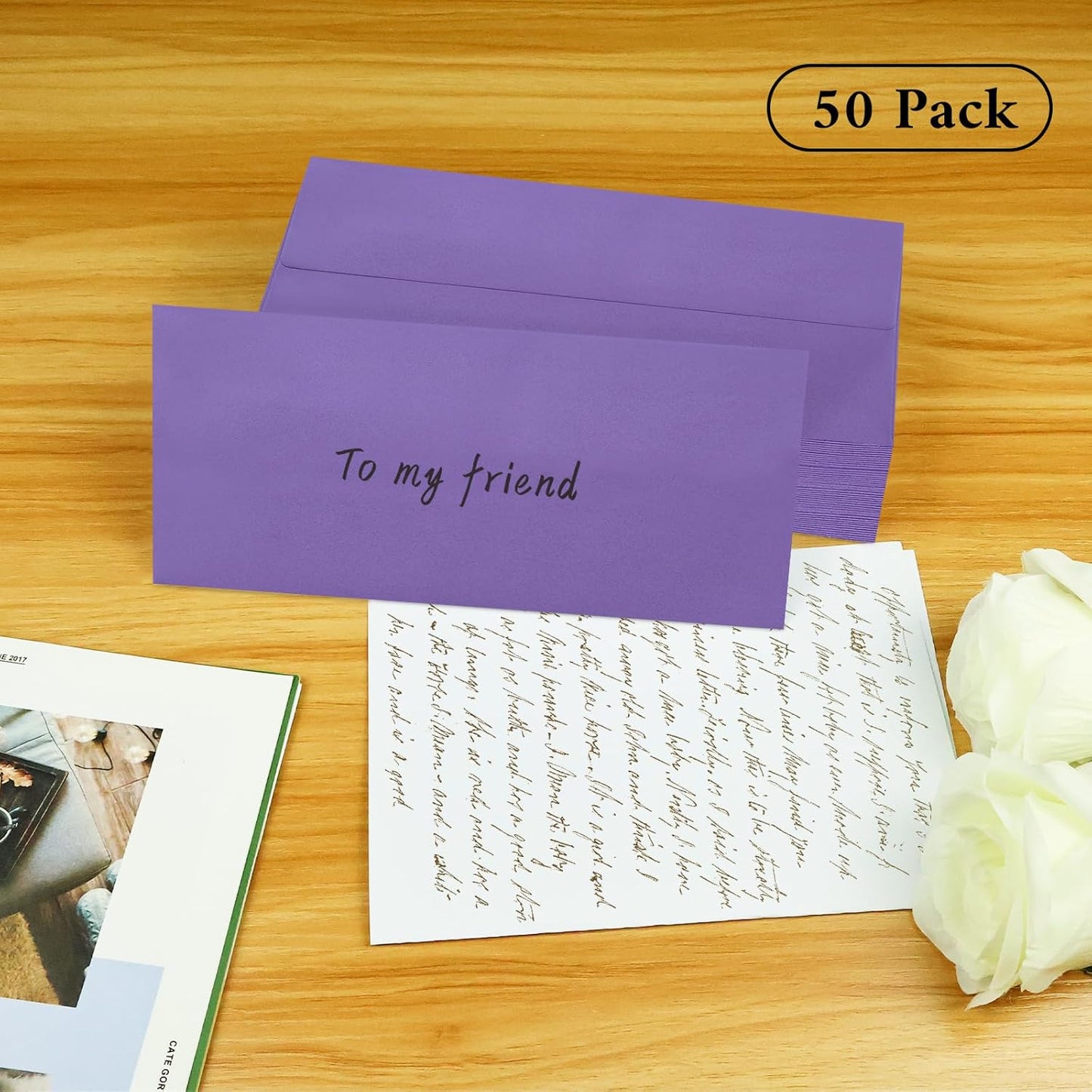 50 Pack #10 Business Envelopes, Dark Purple Standard Envelopes Self Seal, Letter Size Mailing Envelopes for Checks Letters Invoices Christmas Birthday Graduation Wedding, 4 1/8 x 9 1/2 Inch