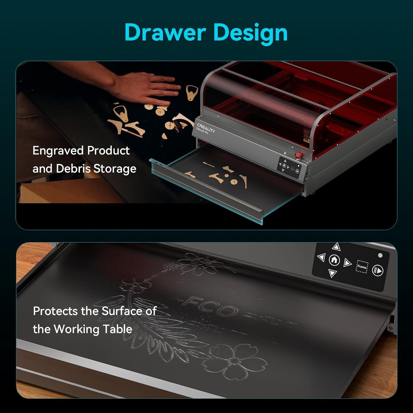 Falcon2 Pro S 40W Enclosed Laser Engraver with Air Assist, Built-in Camera, Class 1 Laser Cutter and Engraver Machine for Wood, Metal, Batch Prodcuction, Engraving Area 400 * 415mm