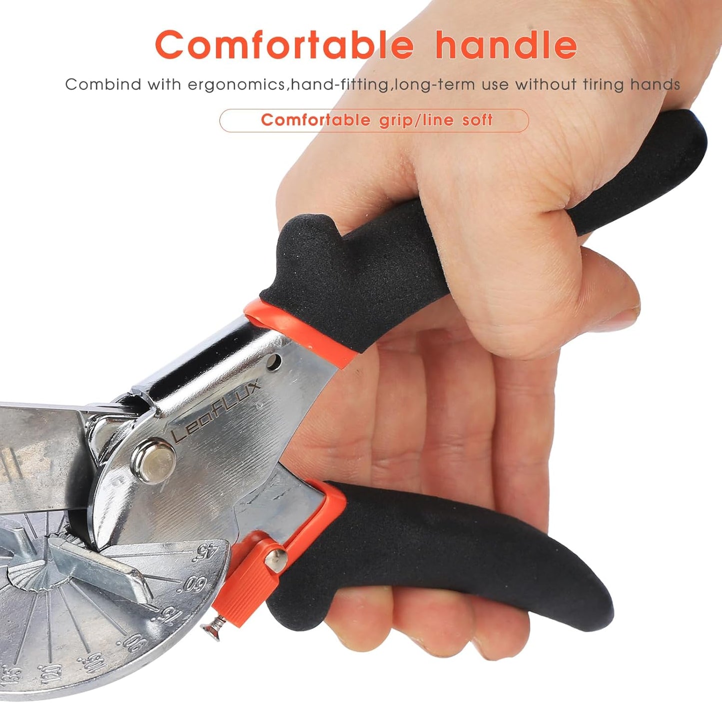 Miter Shears for Wood Trim, Adjustable 45 to 135 Degree Handheld Tool, Multi Angle, Multifunctional Trunking Shears for Moulding, Mitre Cutting, Quarter Round, Includes 2 Blades | LFXP3101S