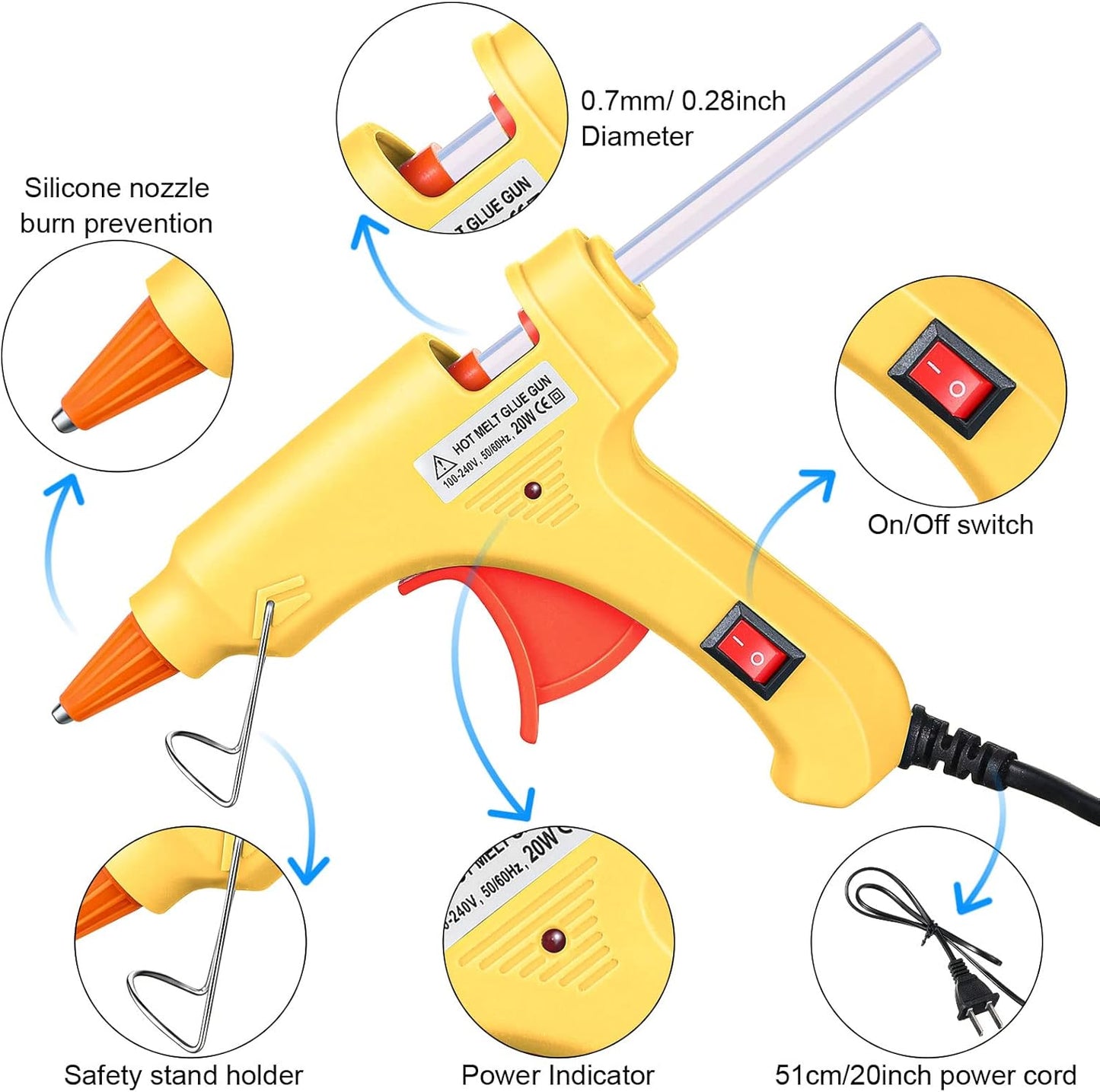 Zhengmy 12 Pcs Mini Glue Gun Crafts Hot Melt Guns Low Temp Glue with Burn Protection Fast Preheating and Easy Squeeze Trigger for School DIY Arts Class Projects Home Quick Repairs, 20 W (Multicolor)