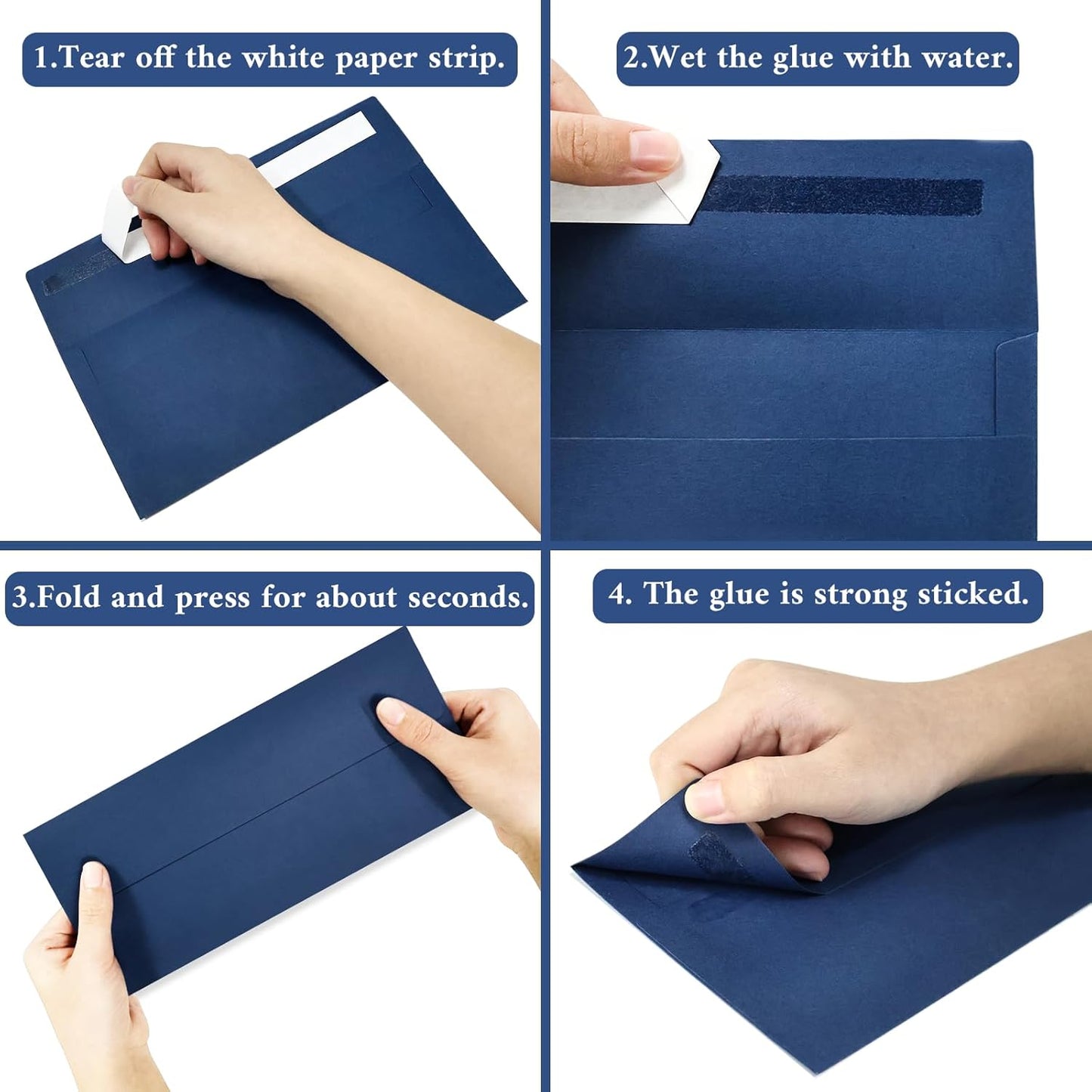 50 Pack #10 Business Envelopes, Navy Blue Standard Envelopes Self Seal, Letter Size Mailing Envelopes for Checks Letters Invoices Statements Birthday Graduation Wedding,4 1/8 x 9 1/2 Inch