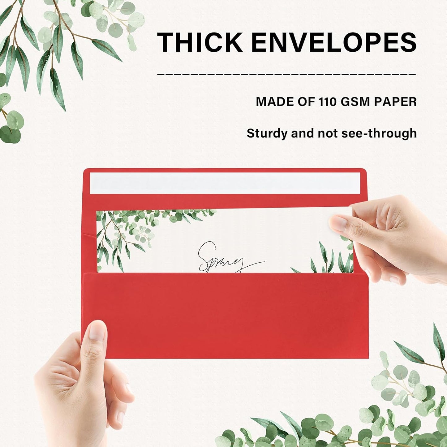 100 Pack #10 Business Envelopes, Self Seal Standard Christmas Red Envelopes for Secure Business & Legal Mailing, Office, Checks, Letter, Invoices, 4 1/8 x 9 1/2 Inches