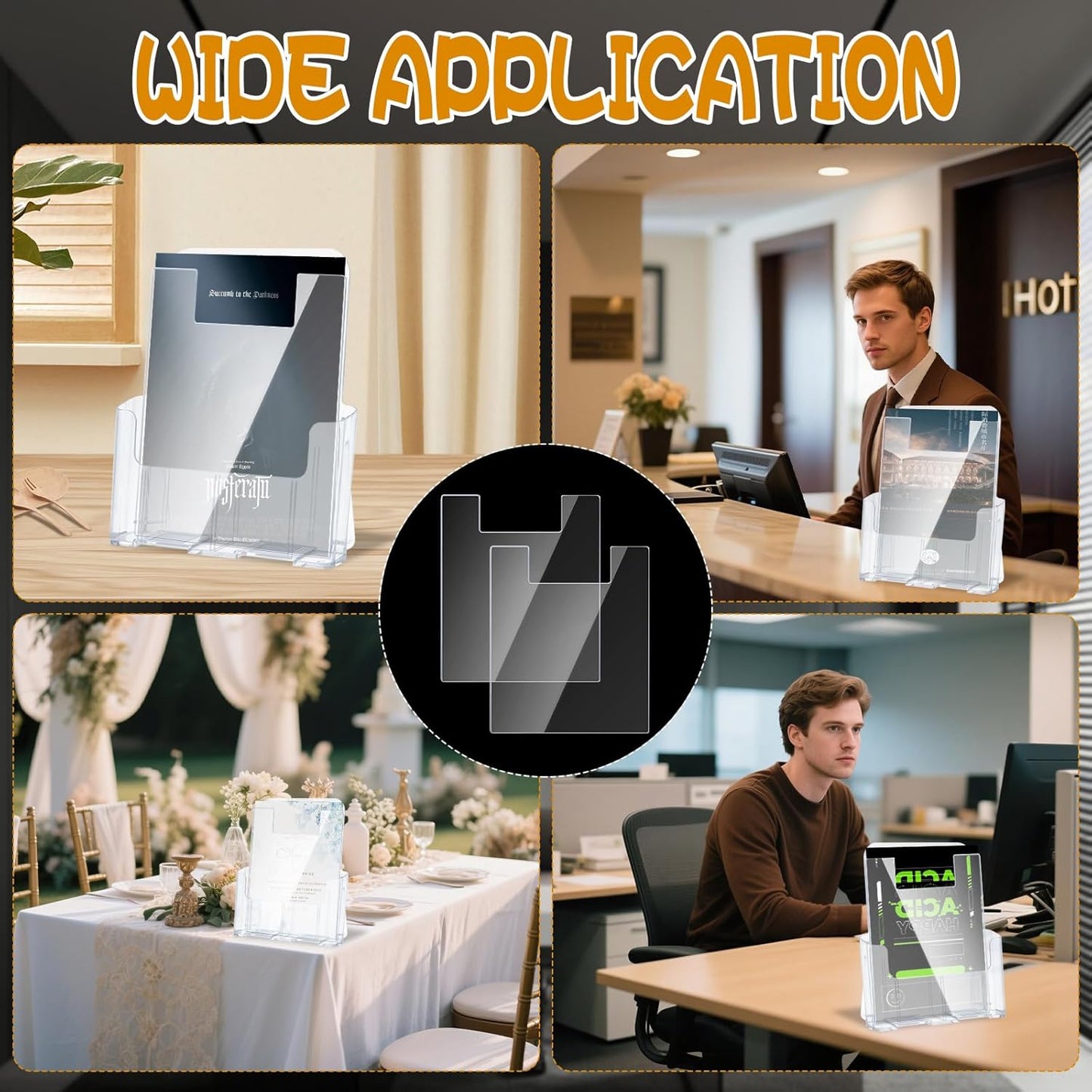 10 Pack 8'' x 10'' Acrylic Literature Shield for 8.5'' x 11'' Brochure and Magazine Holders to Keep Papers from Falling Forward Clear Literature Holders Shield for Store Shopping Mall Office