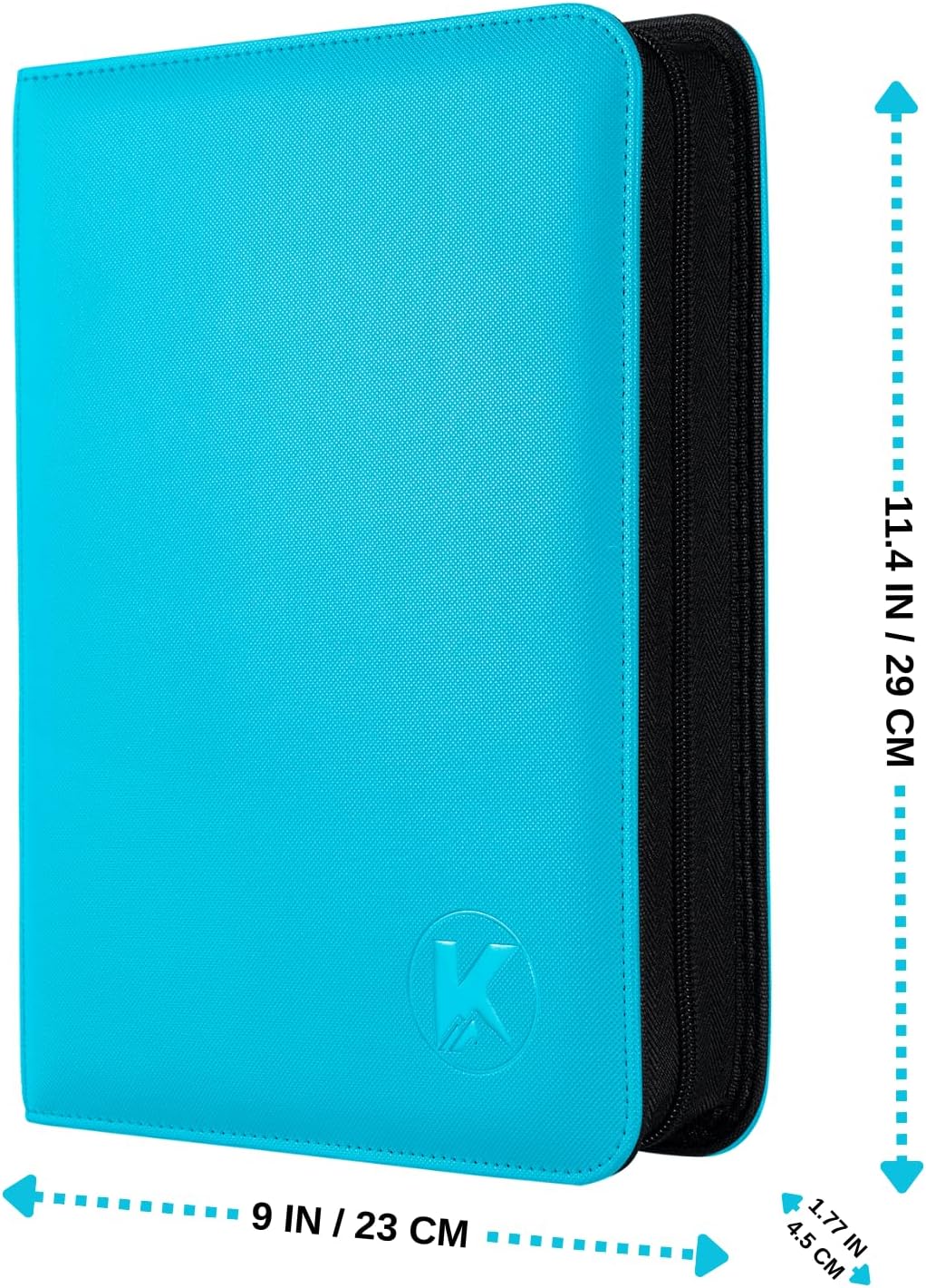 Toploader Binder, Holds 128+ Toploaders, 4 Pocket Top Loader Card Storage Case, Double-Sided Pockets for trading card in 3 x 4'' Toploaders（Blue）