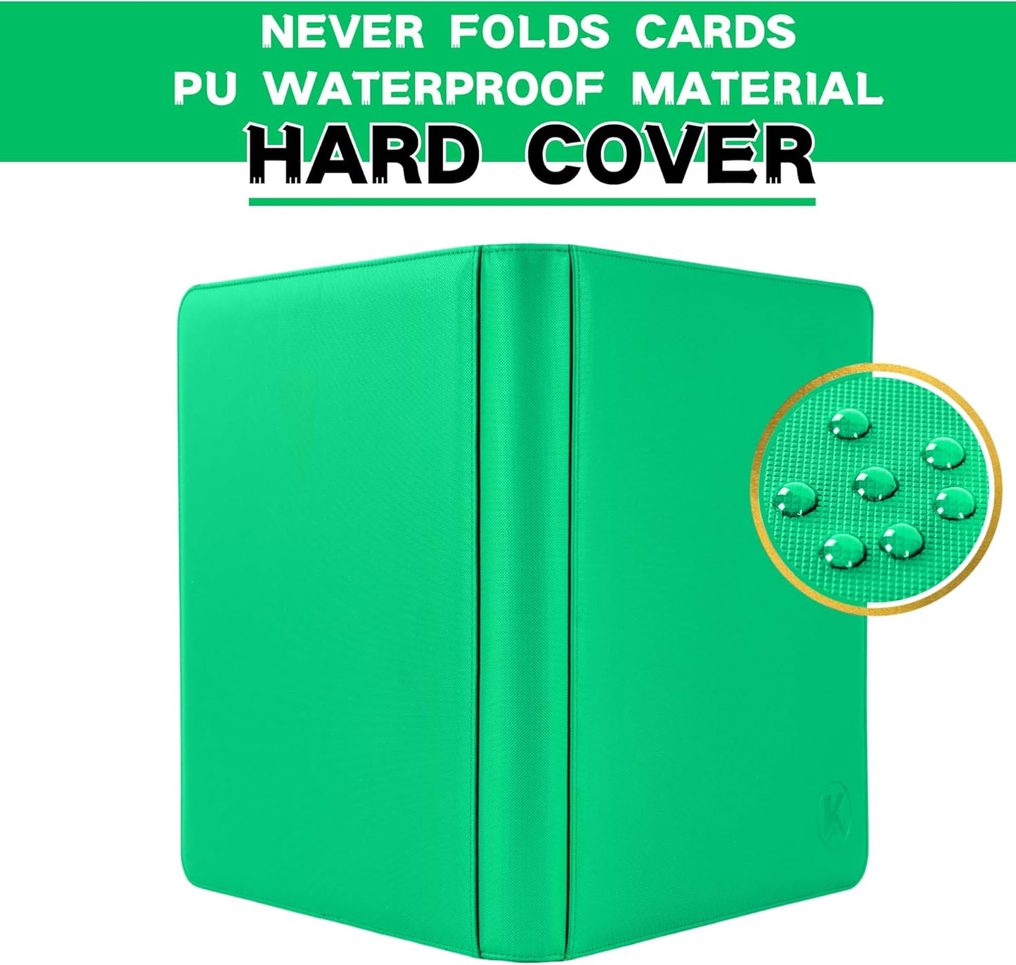 Toploader Binder, Holds 128+ Toploaders, 4 Pocket Top Loader Card Storage Case, Double-Sided Pockets for trading card in 3 x 4'' Toploaders (Grass Green)