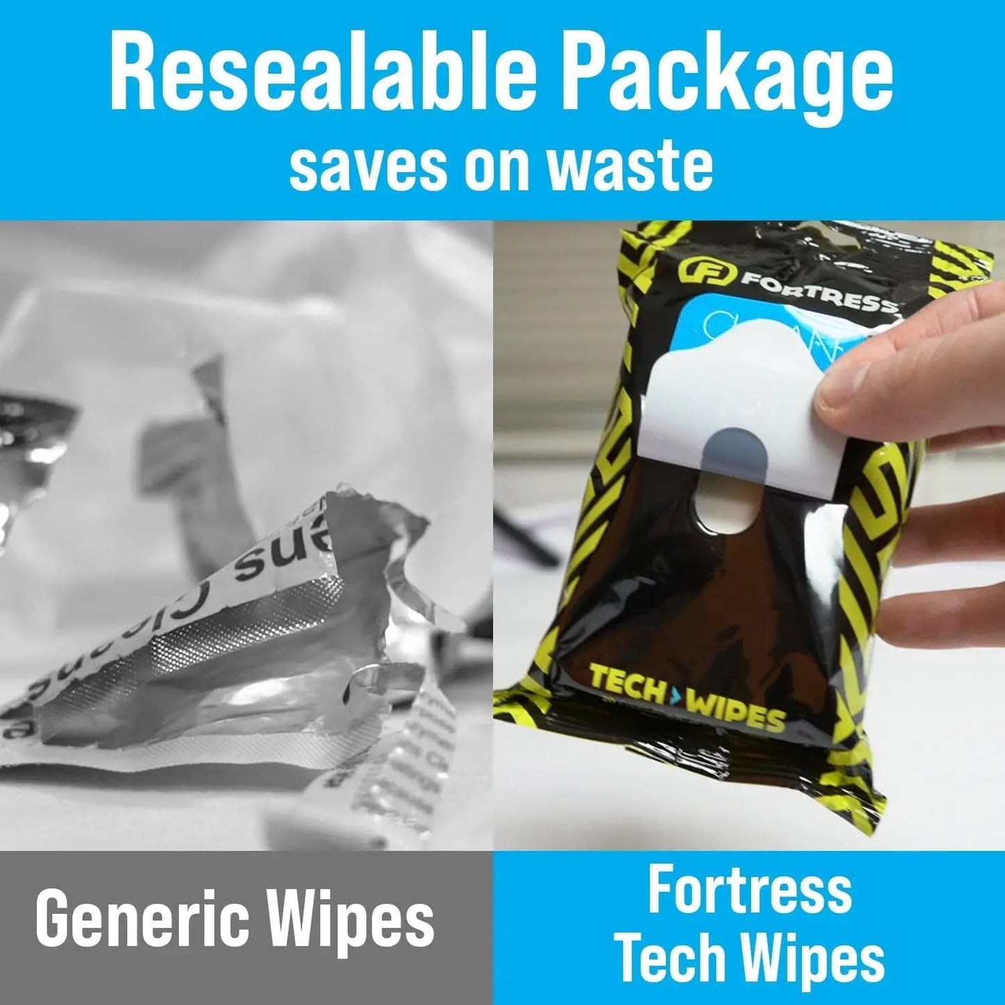 Fortress Electronic Wipes With Microfiber Cloth (25 ct, Pack of 3) To-Go Tech Wipes for Screens, Phones, Keyboards, TV Monitors, Computer Screens, and More [Travel Size] Skin-Safe