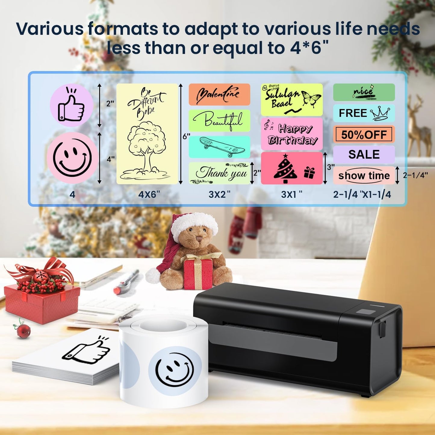 Thermal-Shipping-Label-Printer for Small Business 4x6 Bluetooth Thermal Label Printers 300mm/s Compatible Windows Mac, Android, Desktop Print Sticker Makers Machine widely Used for Amazon,Ebay