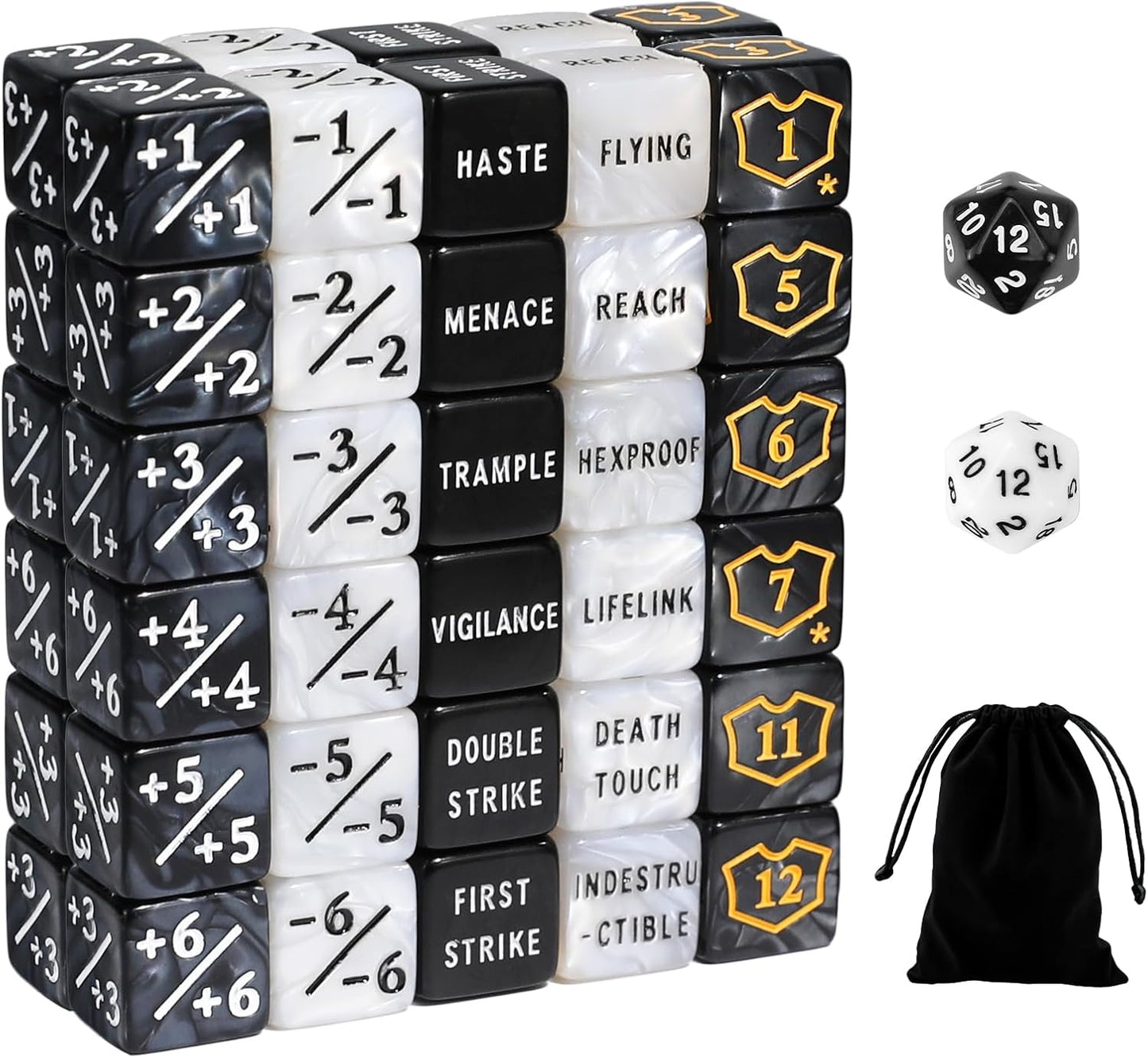 SIXPOINTS 62PCS MTG Dice Set with Plus 1 Life Counter & Keyword Token Dice & Shield Life Counter Dice & D20 Dice Set for Magic The Gathering, MTG, TCG, Card Games Accessories (62Pcs/Set Color-A)