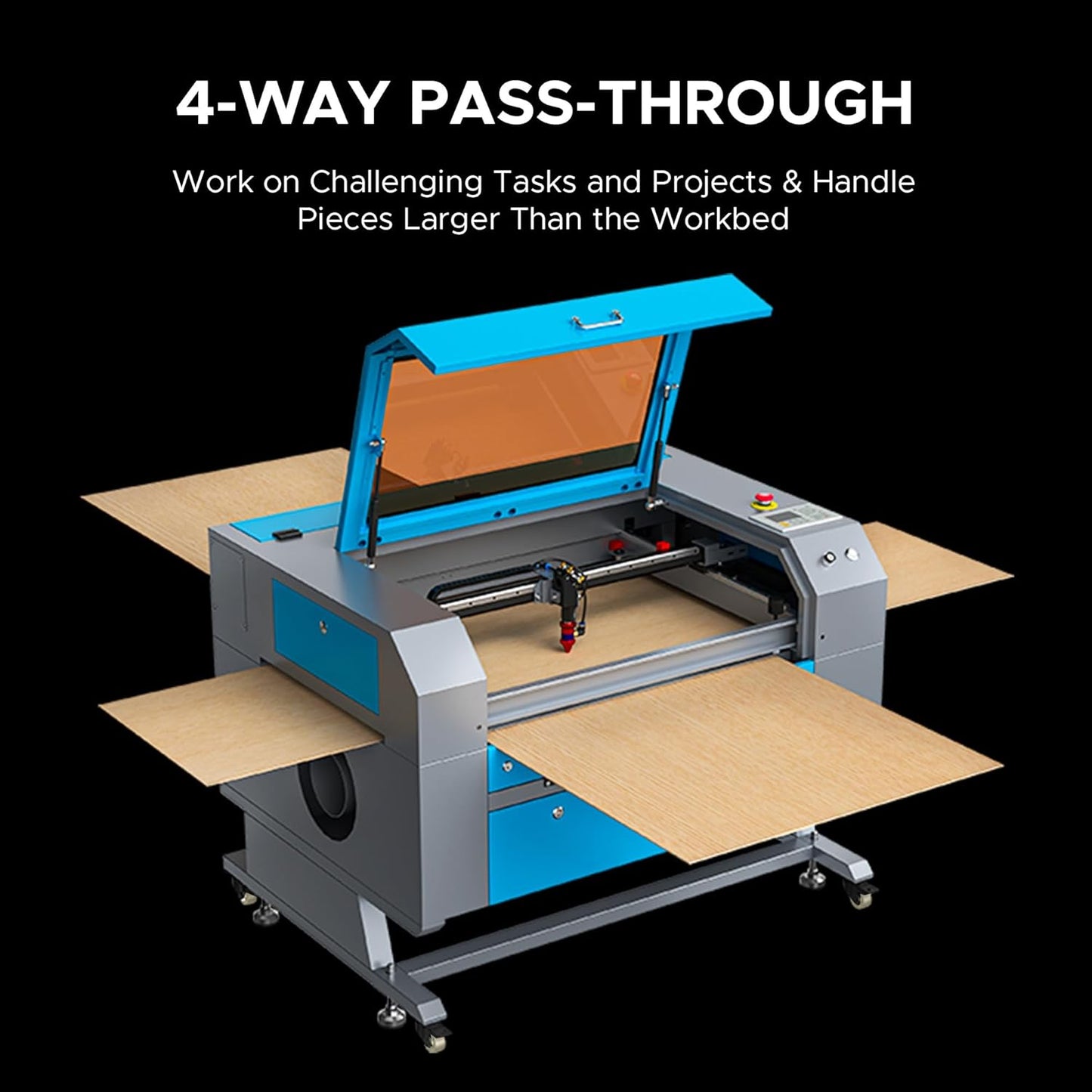 OMTech 60W CO2 Laser Engraver, 28"x20" Cutting & Engraving Machine with Autofocus, Air Assist, 4-Way Pass, Autolift, RDWorks, for Wood, Glass, Acrylic, Leather, Cardboard