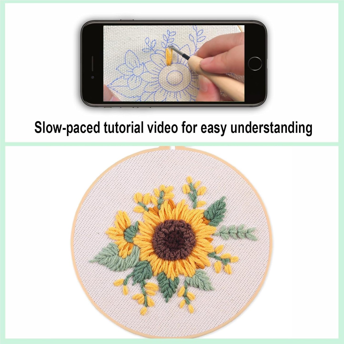 Myfelicity Punch Needle Kit, Punch Needle Kits Adults Beginner, Craft Decoration and Hobbies (Sunflower)