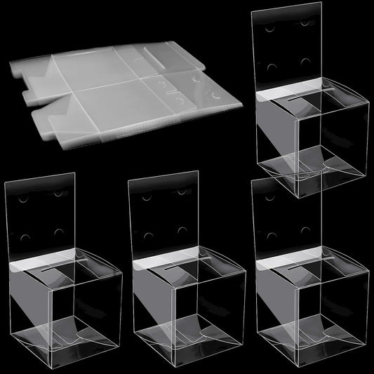 Eersida 20 Pieces Clear Raffle Boxes with Slot 6 x 6 x 6 Inch Plastic Donation Box Voting Suggestion Ballot Containers with Removable Header for Fundraising Collecting Business Card Voting Contest