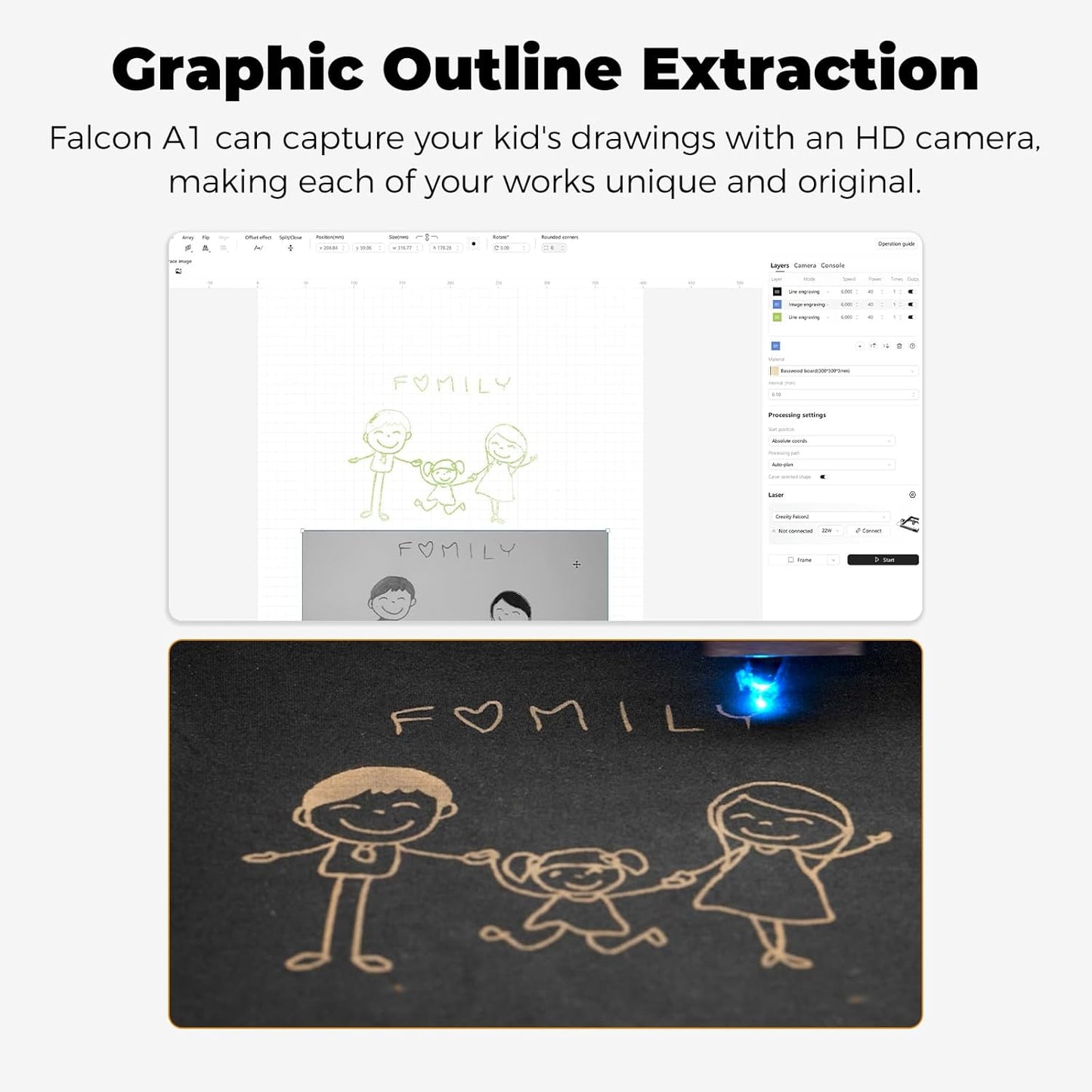 CREALITY FALCON A1 10W Laser Engraver, 80W Enclosed Laser Cutter and Engraver Machine with Air Assist, Smart Camera Positioning, 600mm/s Speed, Smart Material Recognition, Ideal for Wood & Metal