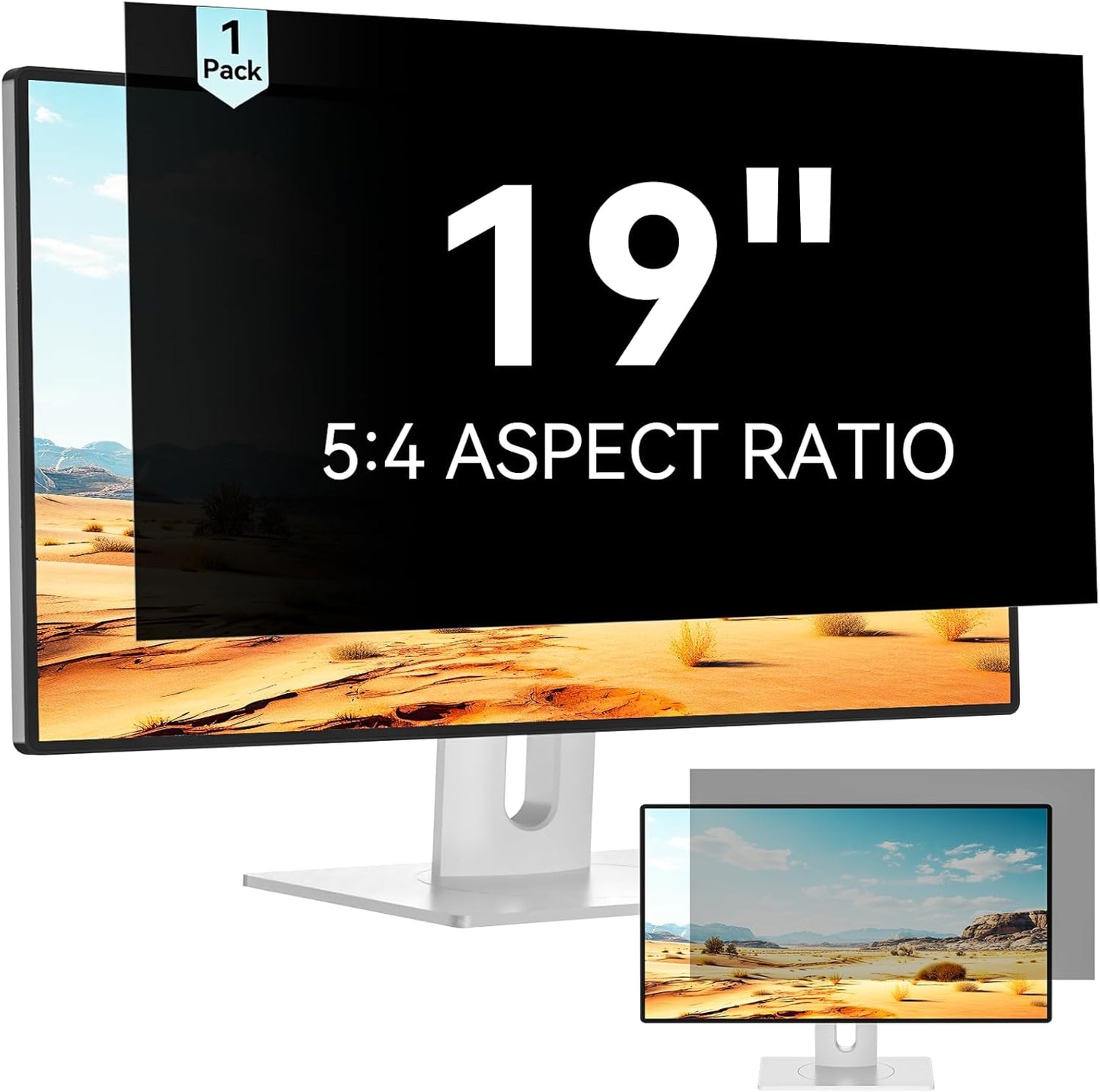 Mamol 19 Inch Computer Privacy Screen Filter for 5:4 Widescreen Monitor, Removable Eye Protection Anti Glare Spy Blue Light Filter Privacy Shield, Anti Scratch Screen Protector Film 19 In