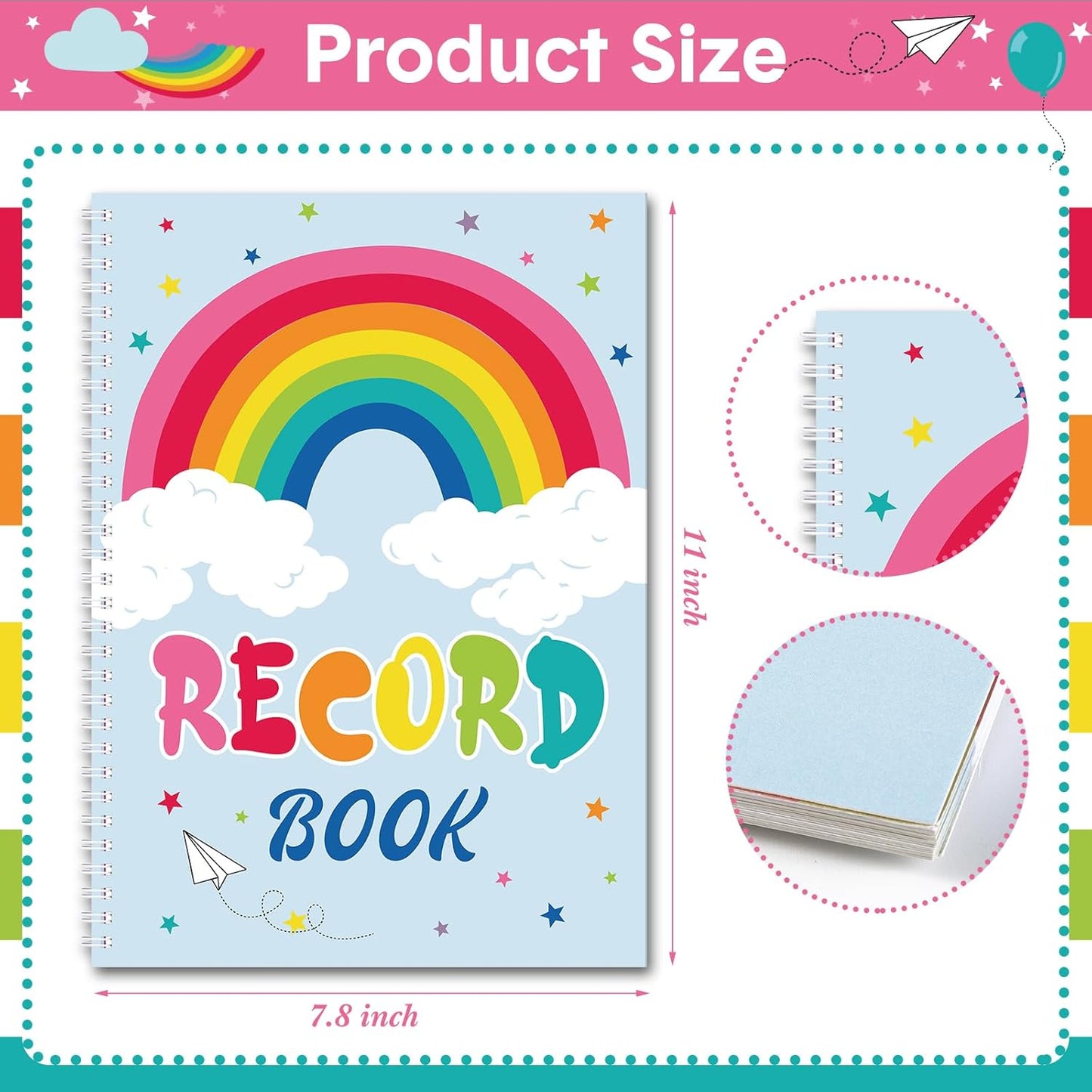 Teacher Record Book Teacher Grade Books 2025-2026 Spiral Bound Record Class Grade Book Office Favors Gift for Classroom Attendance Supplies Decoration Double Sided(Color Rainbow)