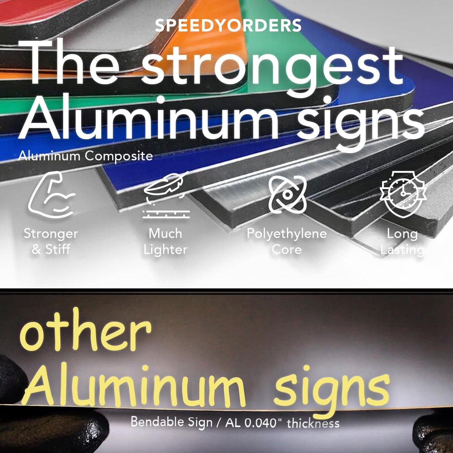 SPEEDYORDERS Custom Outdoor Metal Signs, Personalized Aluminum Signs, Customized Safety Signs, Metal Business Signs, Waterproof Outdoor Business Signs, White Aluminum (Black & Yellow, 10x7 In)