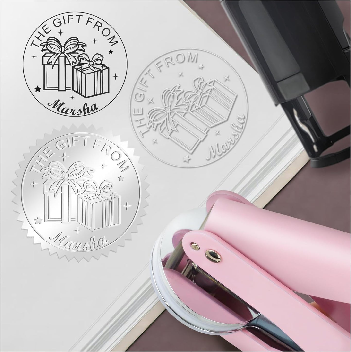 from The Library of Embossers & Stamps Custom Color Self-Inking Stamp with Your Name or Design Great for Personalizing Books, Text Books and Journals (12)