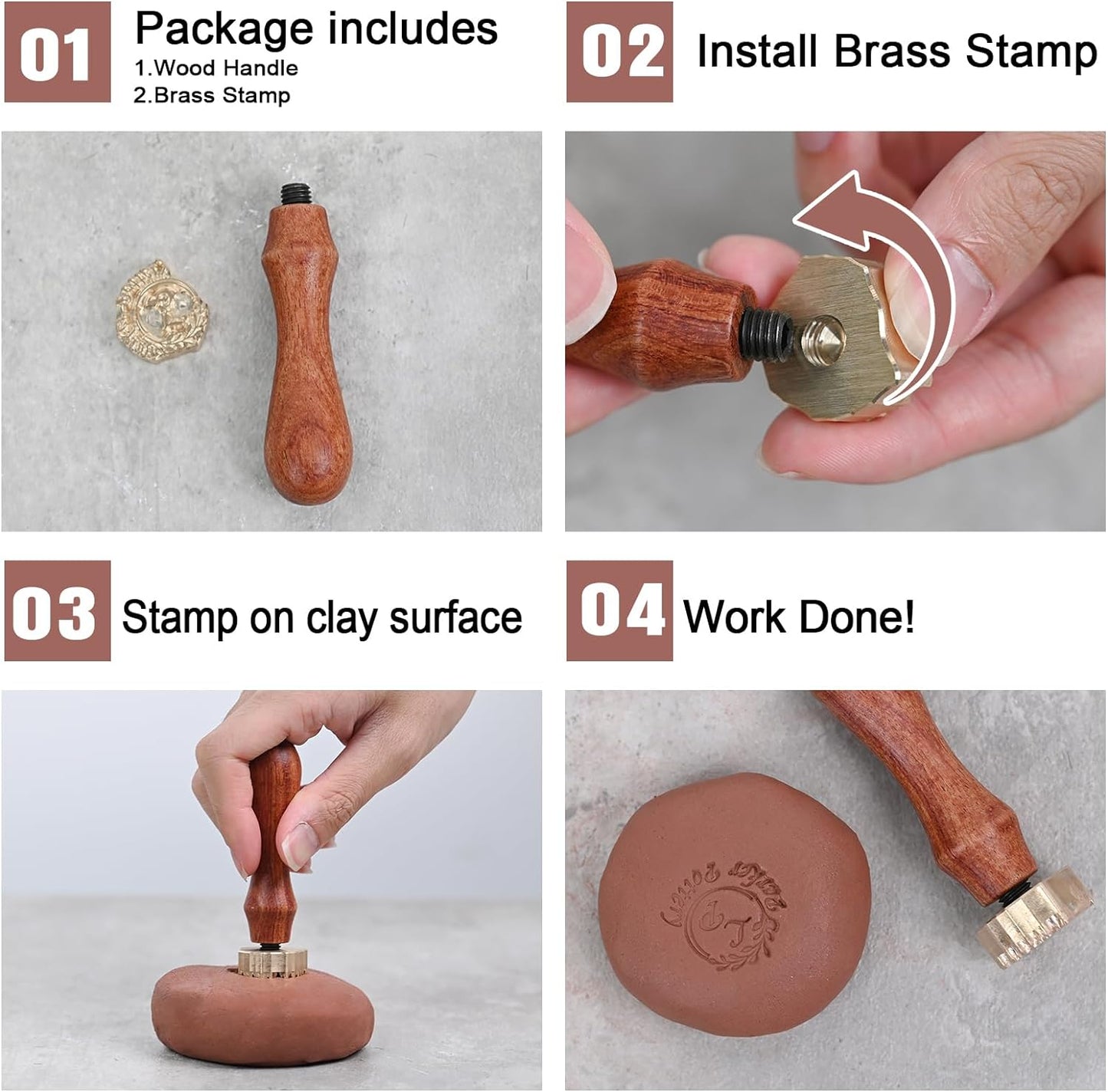 KAINSY Custom Pottery Stamp, Personalized Clay Stamp with Own Design, Create Unique Imprints in Pottery, Handcrafted Potters Lovers Gift, Polymer Clay Tools (1 inch)