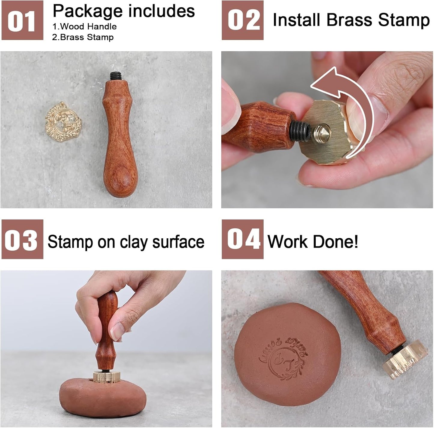 KAINSY Custom Pottery Stamp, Personalized Clay Stamp with Own Design, Create Unique Imprints in Pottery, Handcrafted Potter's Gift, Polymer Clay Tools (3 inch)