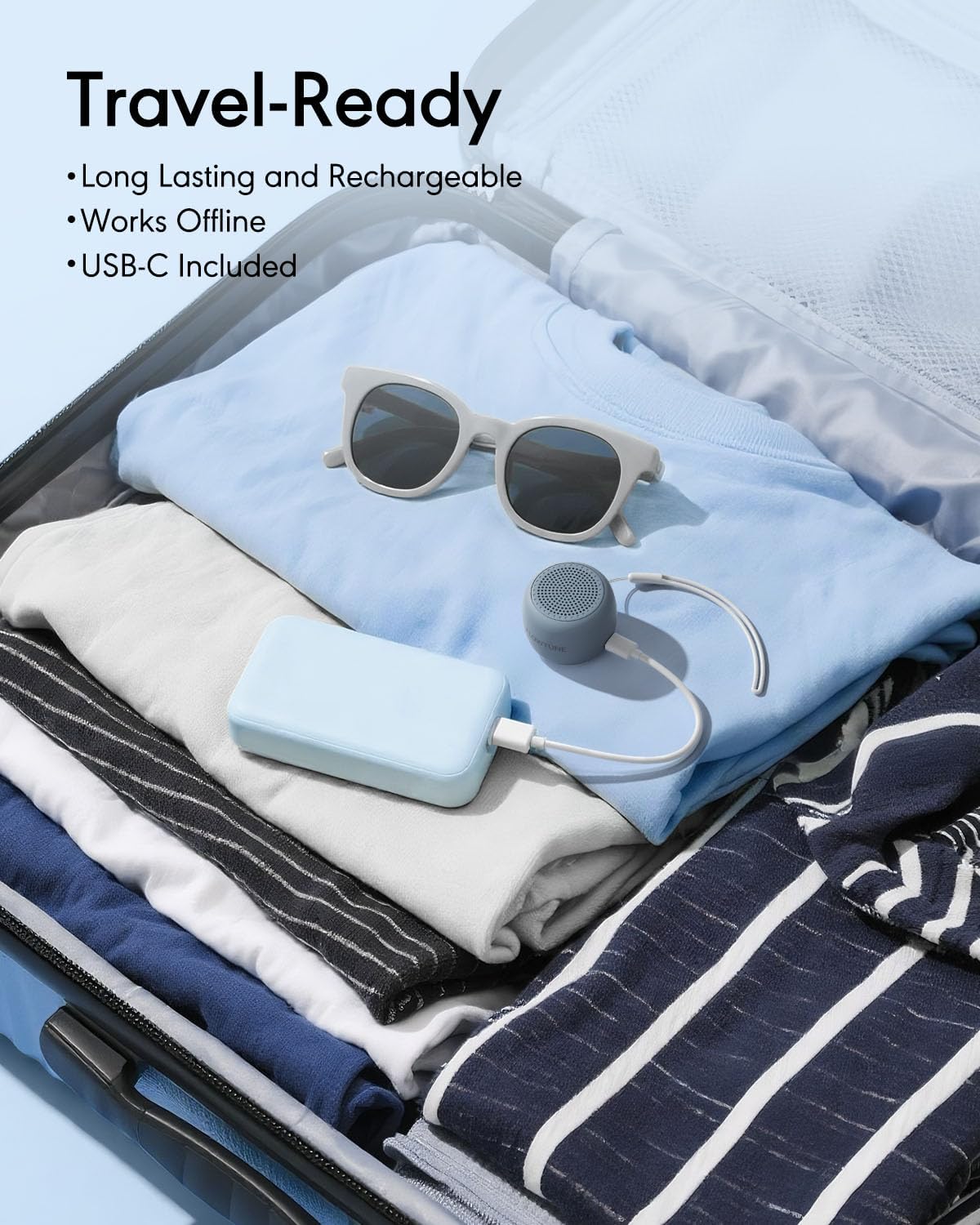 Sound Machine Flowtune White Noise Machine for Baby Adults, Mini Portable Sound Machine for Travel, 6H Timer, 18 Soothing Sleep Sounds Gift (Misty Blue)