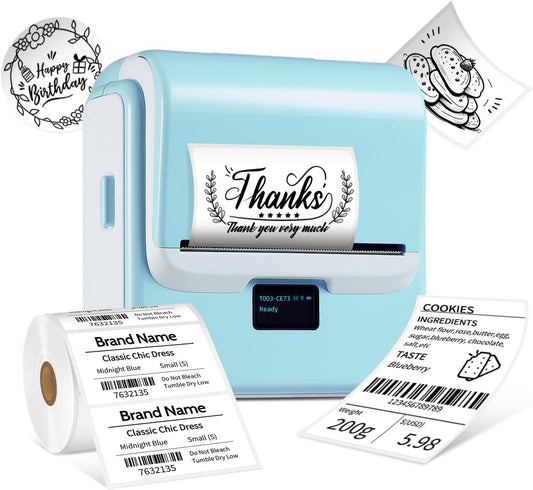 ORGSTA Label Maker Machine with Tape, T003 Thermal Label Maker, 3.15 Inch Bluetooth Label Printer Compatible with Phone & PC, Sticker Printer Barcode Thermal Maker for Small Business, Home, School