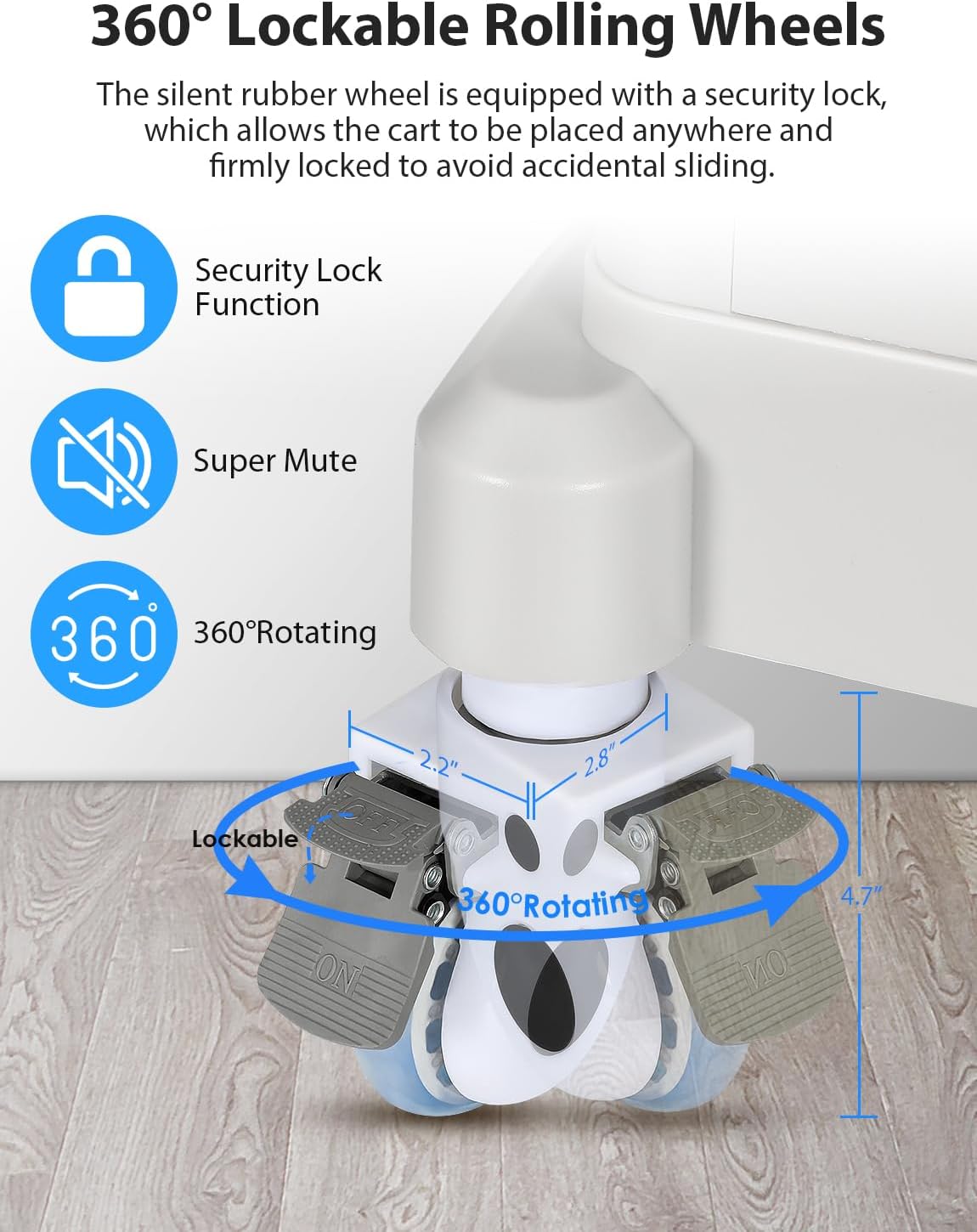 Mobile Trolley Cart for Portable Ultrasound Imaging Scanner Vehicle Trolley Beauty Storage Cart 110 LBS Load with 3 Drawers 4 Wheels for Hospital Office Bedroom Medical Clinic