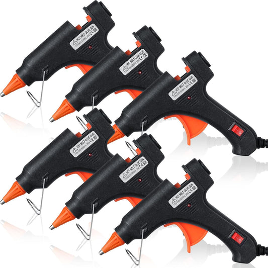 Zhengmy 6 Pcs Mini Glue Gun Crafts Hot Melt Guns Low Temp Glue with Burn Protection Fast Preheating and Easy Squeeze Trigger for School DIY Arts Class Projects Home Quick Repairs, 20 W (Black)