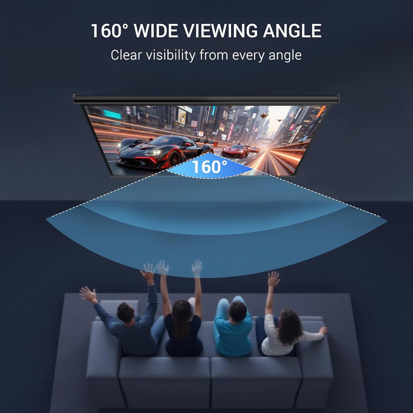 ZENY Outdoor Projector Screen Pull Down 80 Inch 16:9 HD Projection Screen, Roll Down Ceiling Projector Screen, Portable Indoor Outdoor Movie Screen