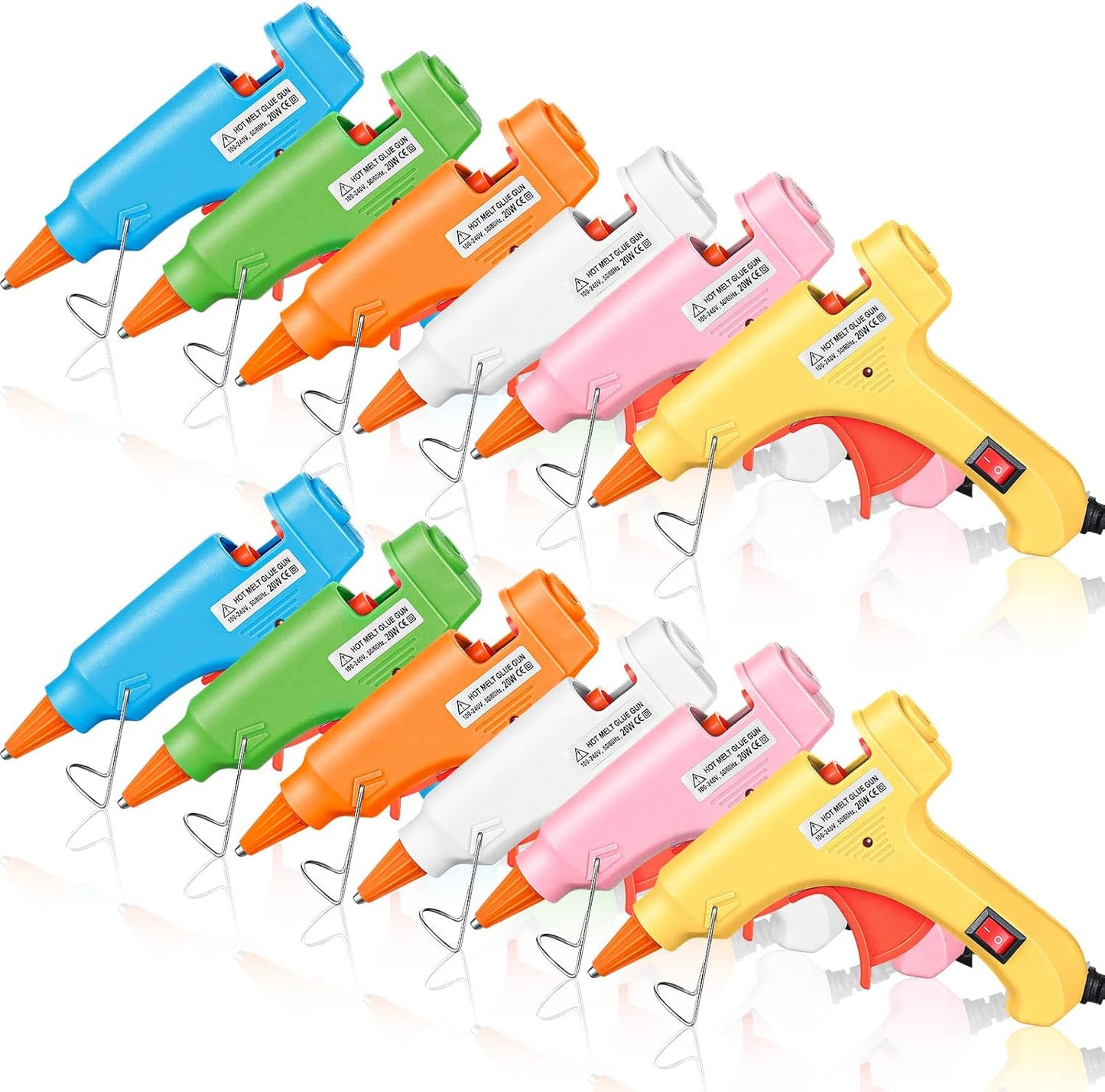 Zhengmy 12 Pcs Mini Glue Gun Crafts Hot Melt Guns Low Temp Glue with Burn Protection Fast Preheating and Easy Squeeze Trigger for School DIY Arts Class Projects Home Quick Repairs, 20 W (Multicolor)