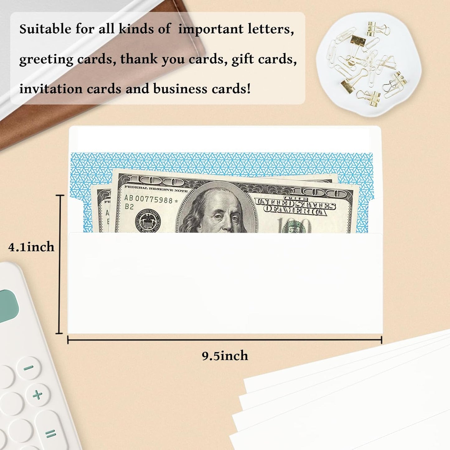 50 Pack #10 Business Envelopes, White Standard Envelopes Self Seal, Letter Size Business Mailing Envelopes for Checks Letters Invoices Statements Birthday Graduation Wedding,4 1/8 x 9 1/2 Inch