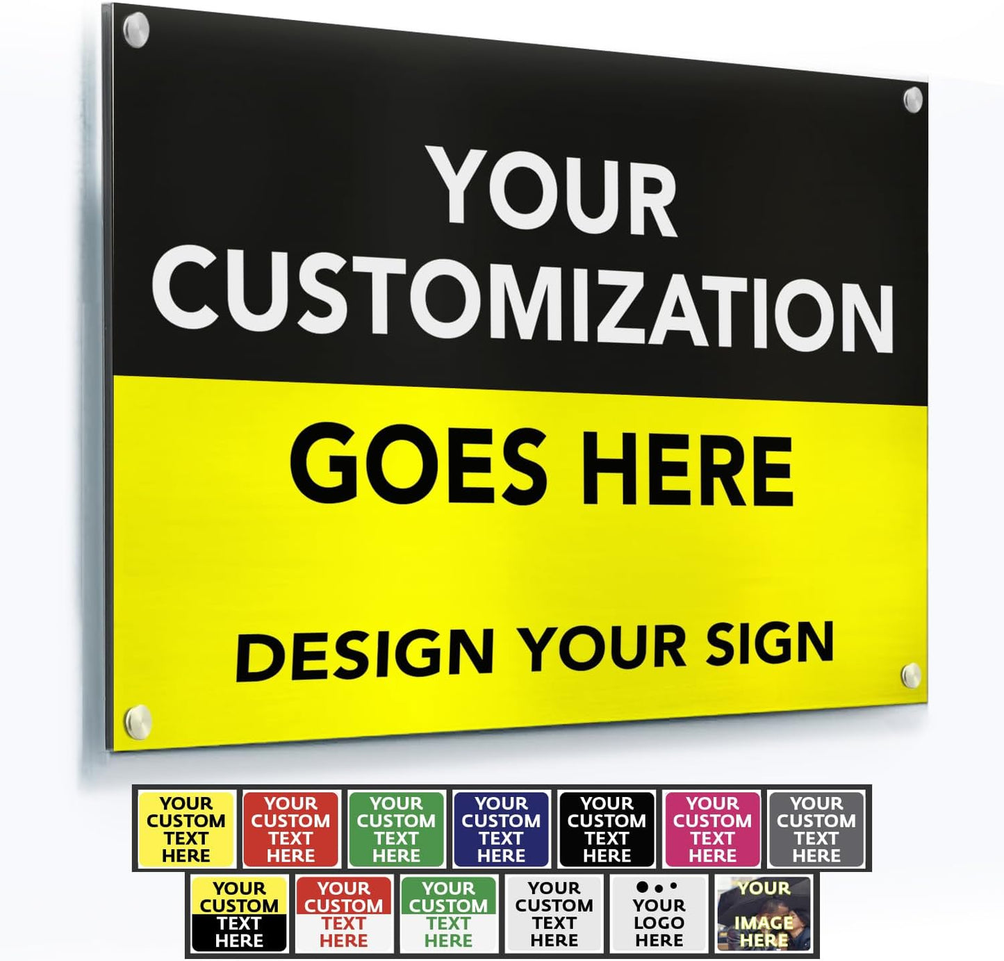 SPEEDYORDERS Custom Outdoor Metal Signs, Personalized Aluminum Signs, Customized Safety Signs, Metal Business Signs, Waterproof Outdoor Business Signs, White Aluminum (Black & Yellow, 7x7 In)