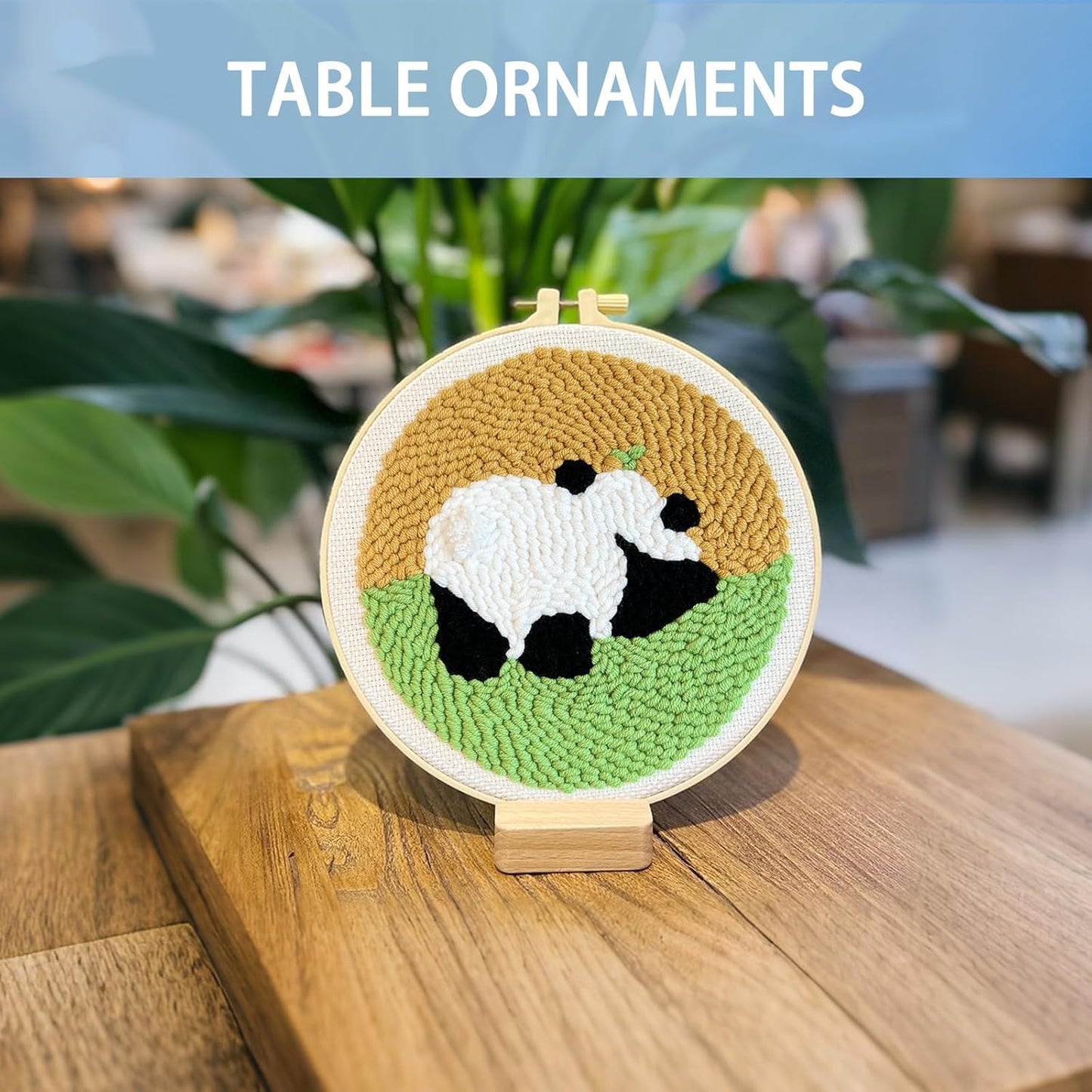 Danvk Panda Punch Embroidery Kit with Embroidery Fabric, Hoop,Scissor,Punch Needle and Yarns, Hand Craft Gift,DIY Embroidery Kits, Hand Punch Needle Kit for Women and Kids Beginners(Panda-Crawling)