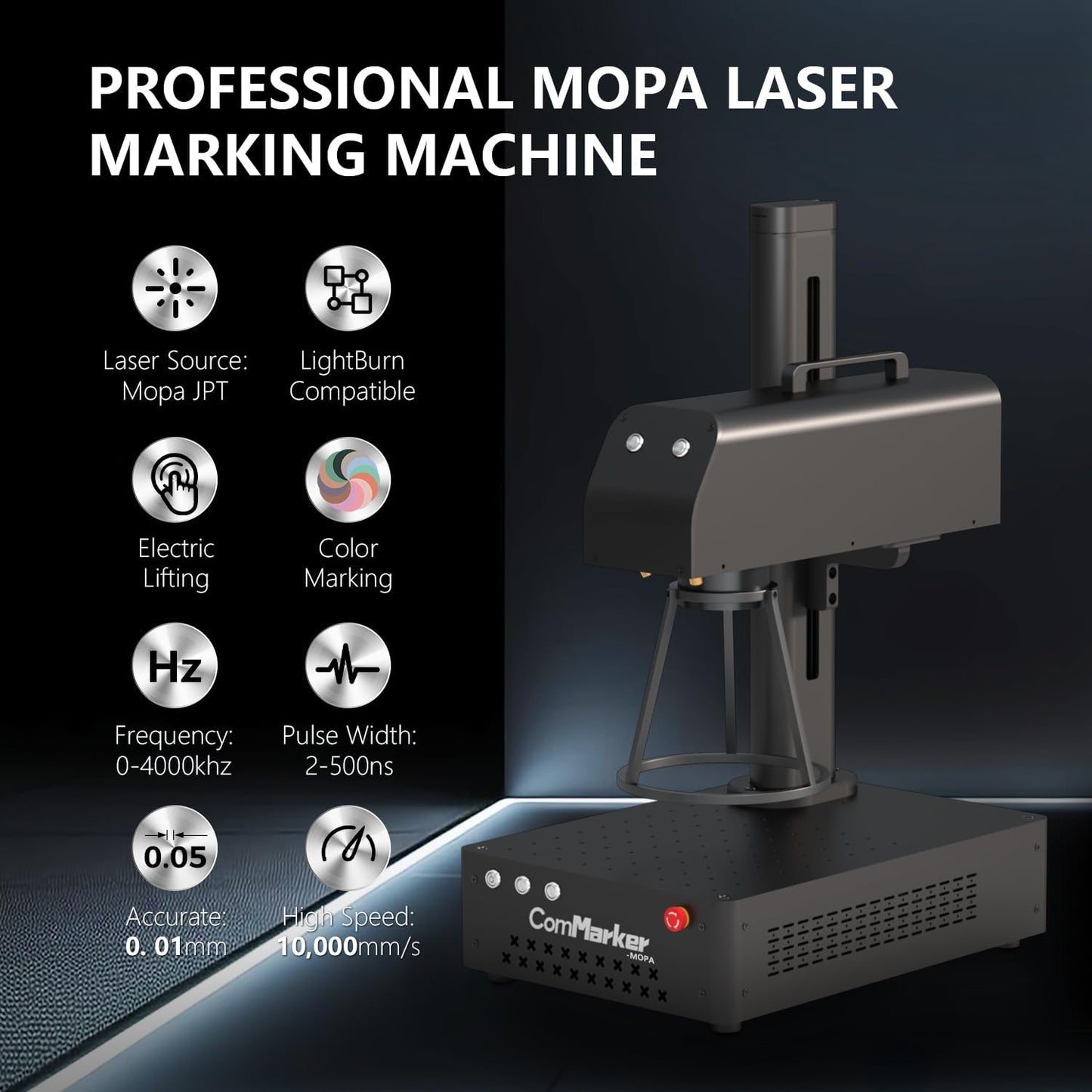 ComMarker B4 20W JPT Mopa Fiber Laser Engraving Machine with Rotary Axis,Support Lightburn Laser Engraver with 2Lens,2in1 Desktop Handheld Color Marking Machine for Stainless Steel,Ring,Tumbler