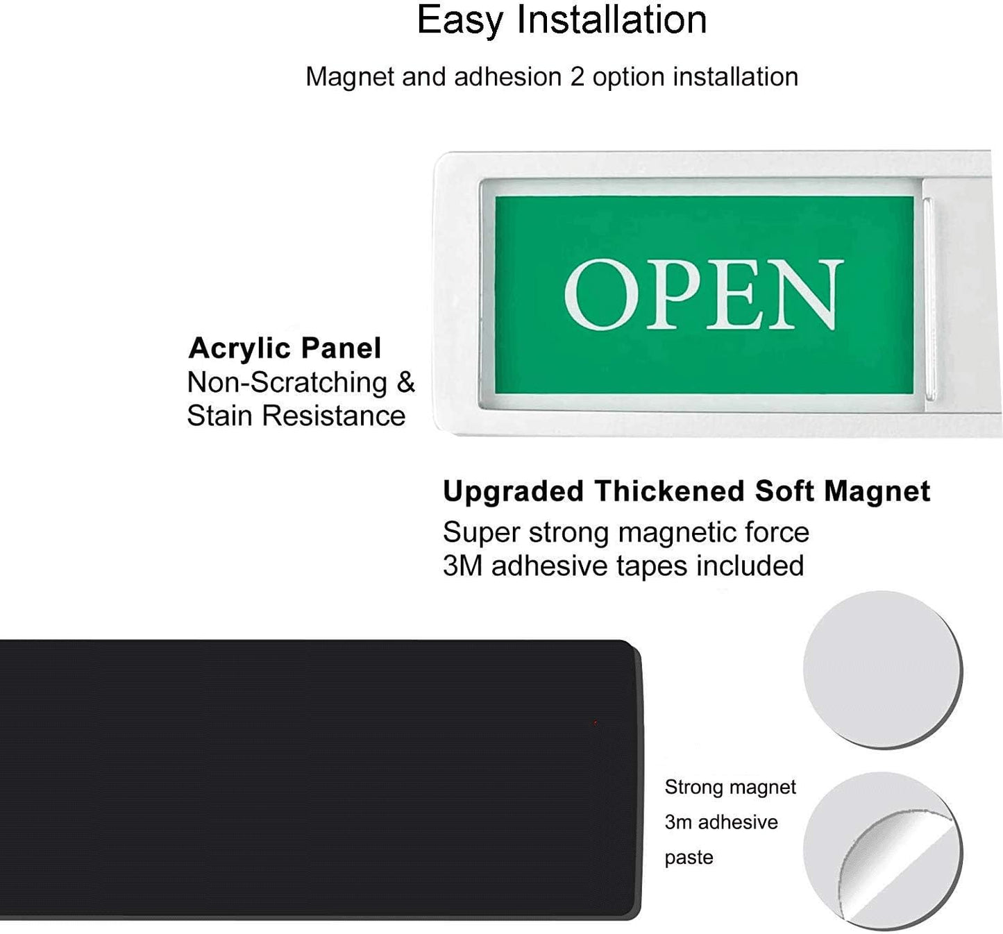 Open Closed Sign for Business Door, Open Signs privacy Slide Door Sign Indicator for Business Storefront, Restroom, Office Door, Wall, Window, Restaurants, Retail Salon Shops (Silver)