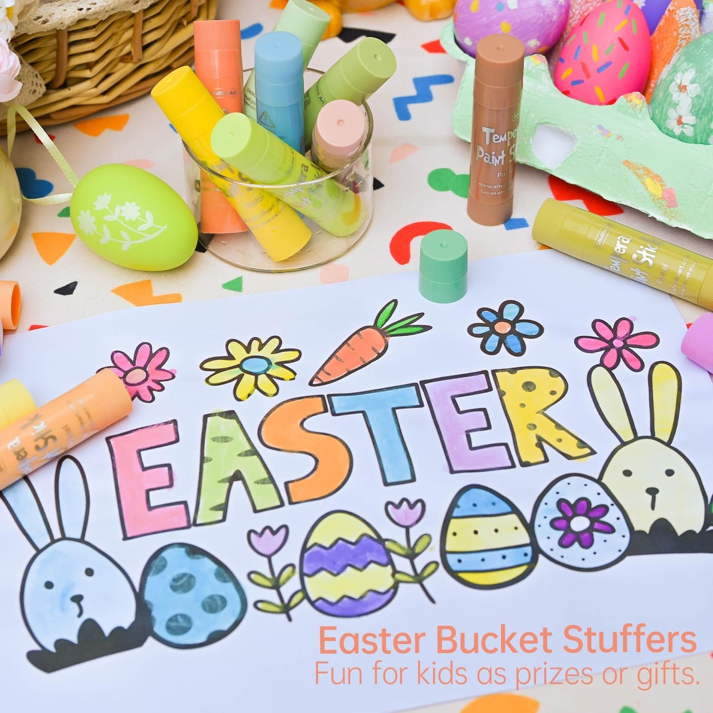 Shuttle Art Tempera Paint Sticks, 20 Pastel Colors, Solid Tempera Paint for Kids, Super Quick Drying, Works Great on Paper Wood Glass Ceramic Canvas