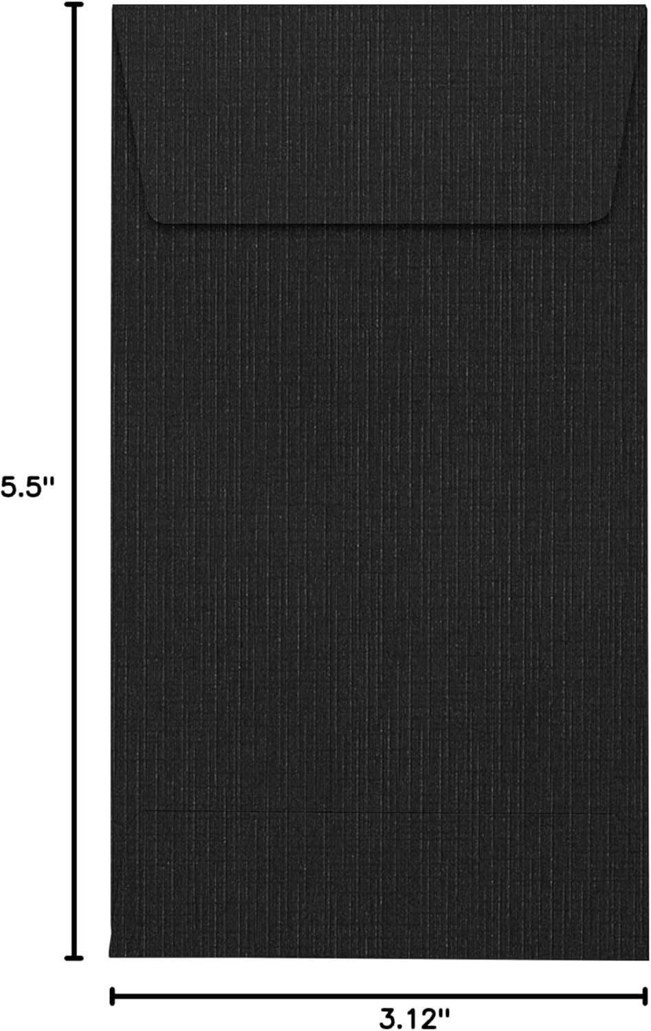 LUXPaper #5 1/2 Coin Envelopes | Peel & Press | 3 1/8" x 5 1/2" | Black Linen | 80lb. Text | 500 Qty