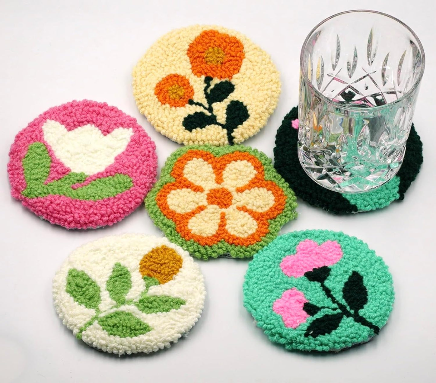 Punch Needle Kit for Beginners Adults Kids Keychain Accessories for Backpacks, Bags, Car Key Ring Easy Punch Needle Embroidery Kit Tool Threader Fabric Hoop Yarn Rug Tufting