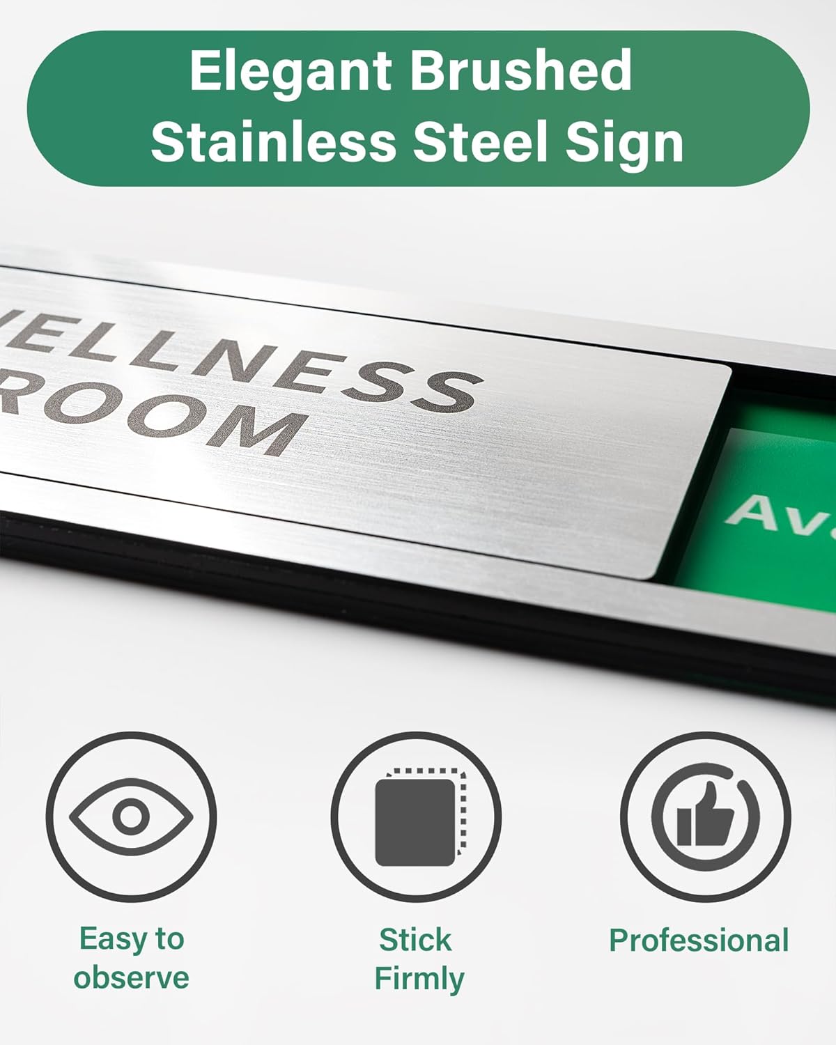 Bathroom Sliding Door Signs, Restroom Signs for Business Vacant Occupied Restroom Sign In Use/Available Slider Sign for Home Office Or Public Bathroom Door, Brushed Silver Stainless Steel